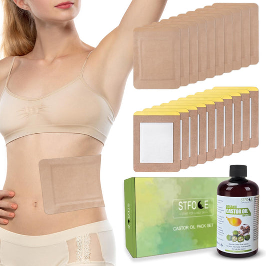 STFOCE Envoltura De Paquete De Aceite De Ricino De 20 Piezas, Envoltura De Paquete De Aceite De Ricino Algodón Orgánico, Paquete De Aceite De Ricino Orgánico Autoadhesivo, 7.9" X5.5", Antifu