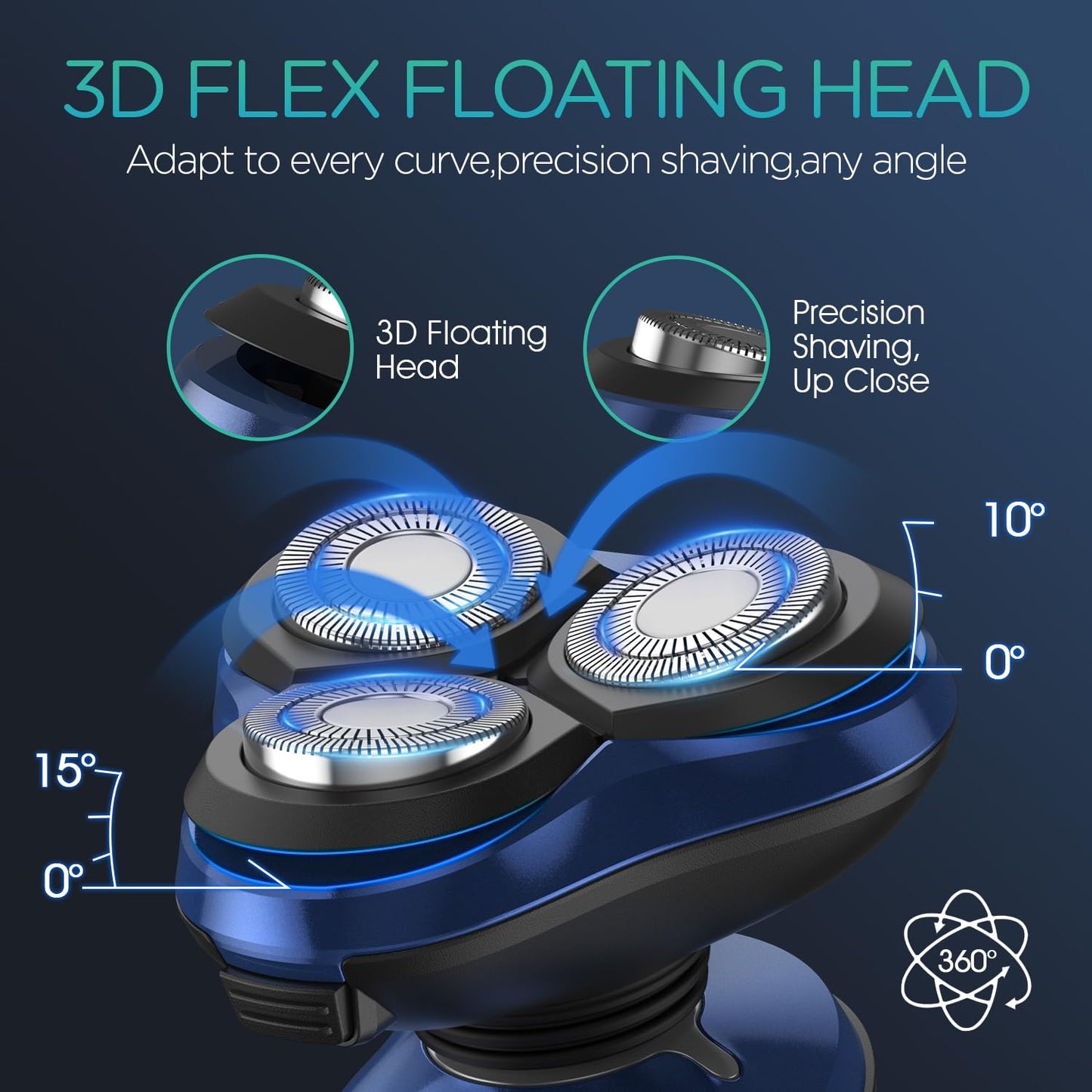 VOYOR - Maquinilla de afeitar eléctrica recargable para hombre, rotatoria 3D para hombre, máquina de afeitar 4 en 1, kit de afeitado para nariz, pantalla LCD húmeda y seca y bloqueo de viaje, TX410