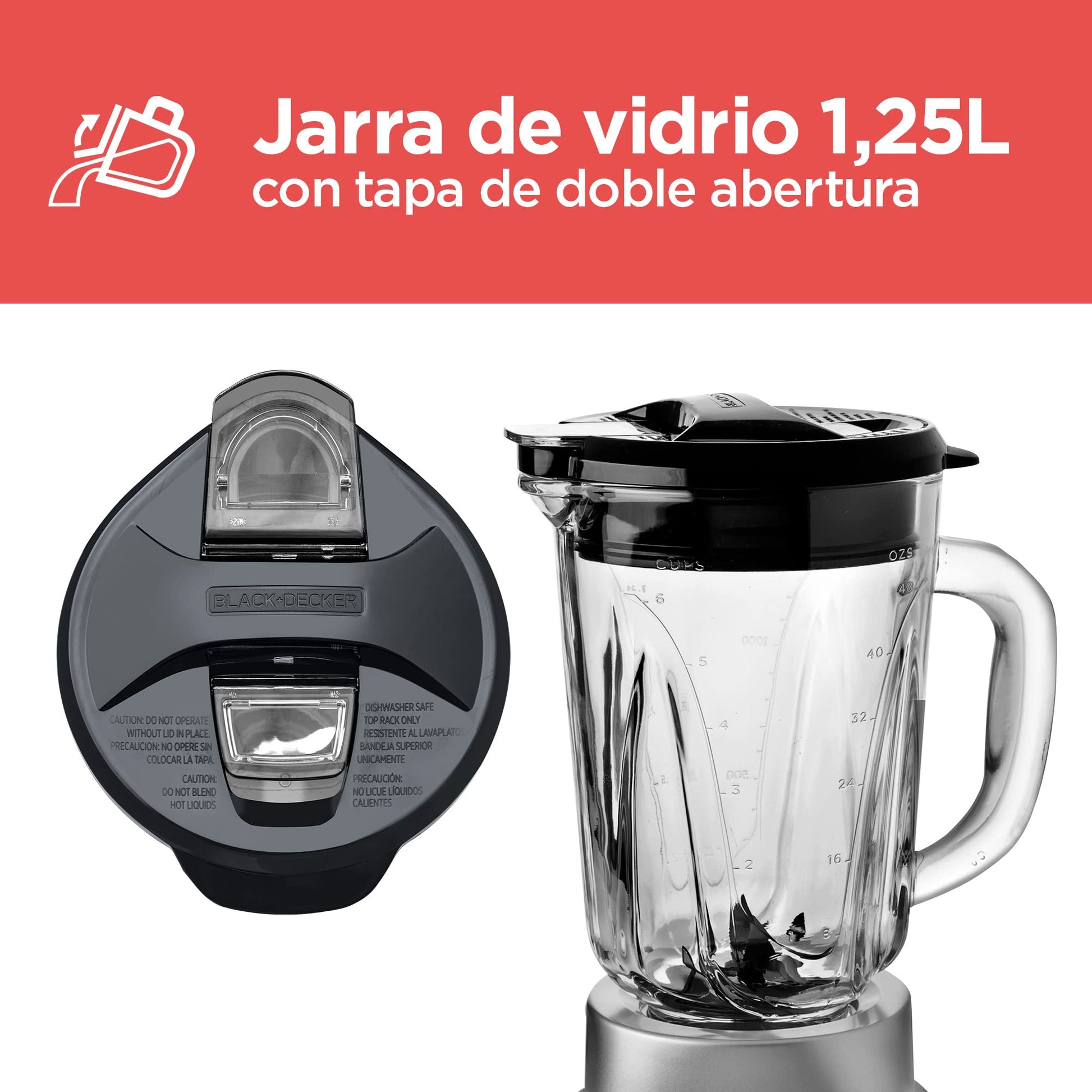 BLACK+DECKER Licuadora Pulverix Digital, con Vaso Personal, 3 Velocidades con 6 Cuchillas y Jarra de Vidrio 1.5lts, 700 Watts de Potencia, BL1840MS-MX