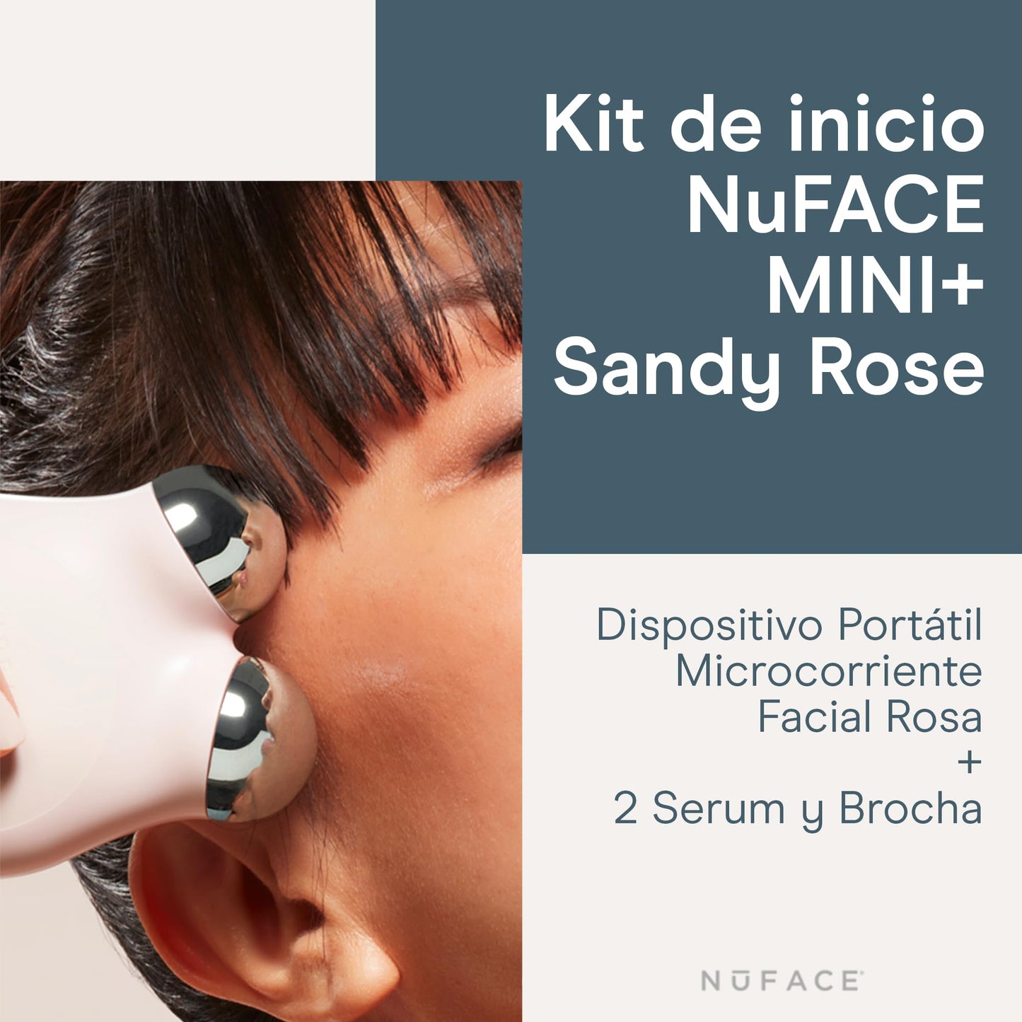 NUFACE | Skin Care Mujer Kit de Inicio MINI+ | Dispositivo Portátil Microcorriente Facial Rosa + 2 Serum y Brocha | Gel Conductor Hidratante Facial con Acido Hialuronico | Skincare Kit
