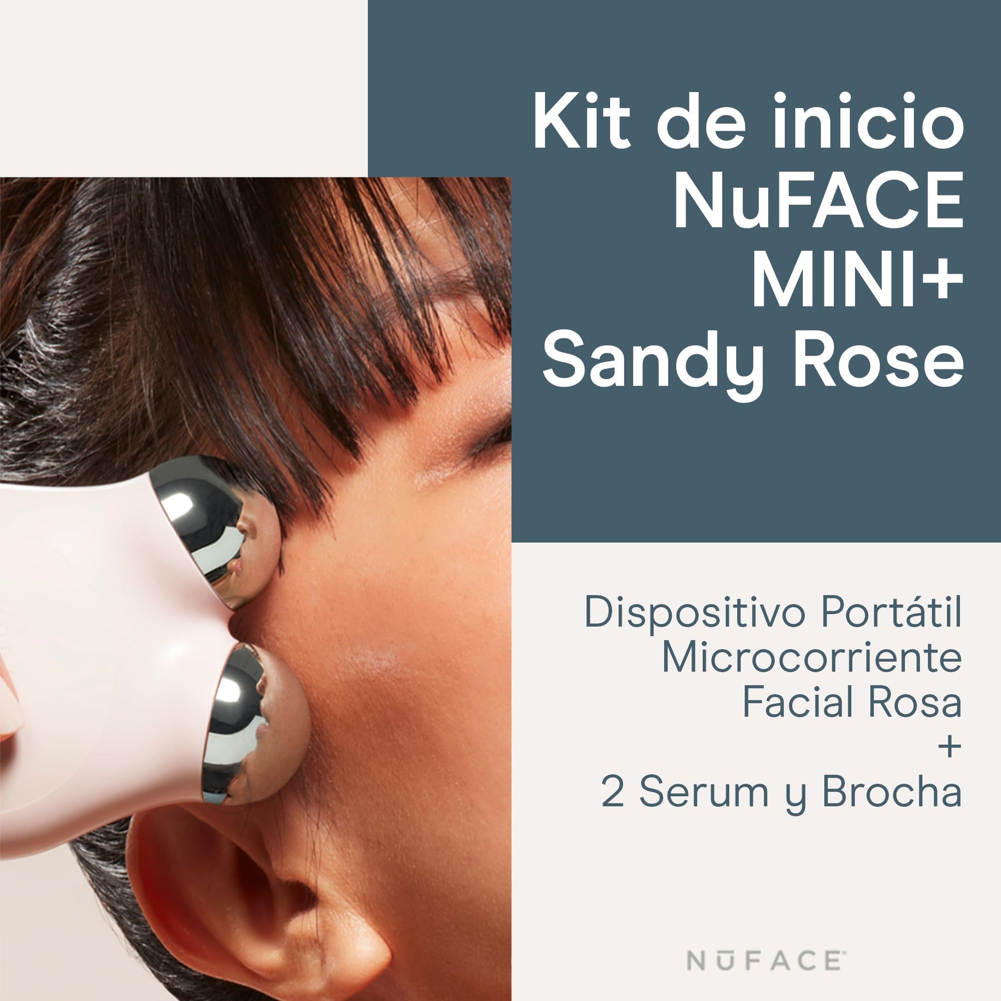 NUFACE | Skin Care Mujer Kit de Inicio MINI+ | Dispositivo Portátil Microcorriente Facial Rosa + 2 Serum y Brocha | Gel Conductor Hidratante Facial con Acido Hialuronico | Skincare Kit