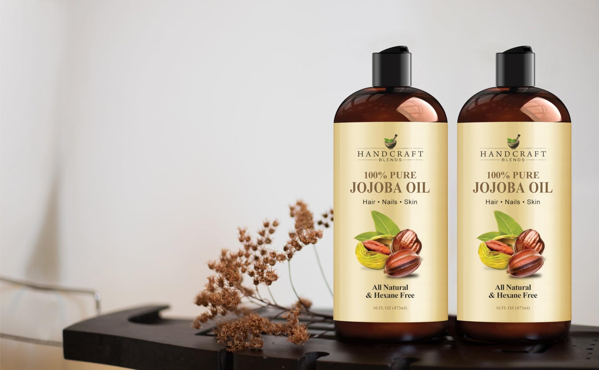 Handcraft Blends Jojoba Oil - 473 ml - 100% Pure & Natural - Premium Grade Carrier Oil - Hair, Face and Body Oil - Deeply Moisturizing - Anti-Aging - Cold-Pressed and Hexane-Free
