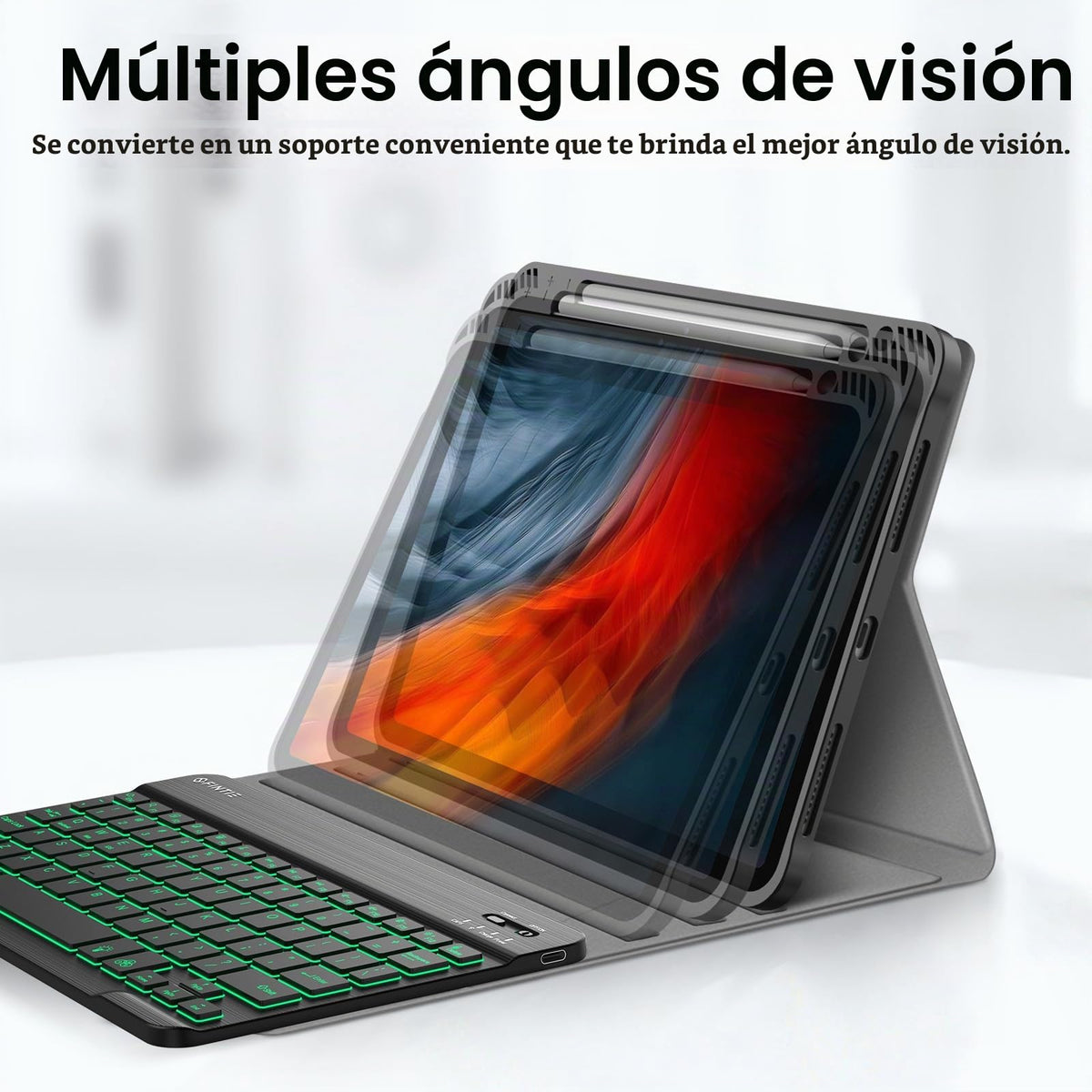 Funda con Teclado iPad Air Fintie Negro TPU Suave Desmontable Bluetooth
