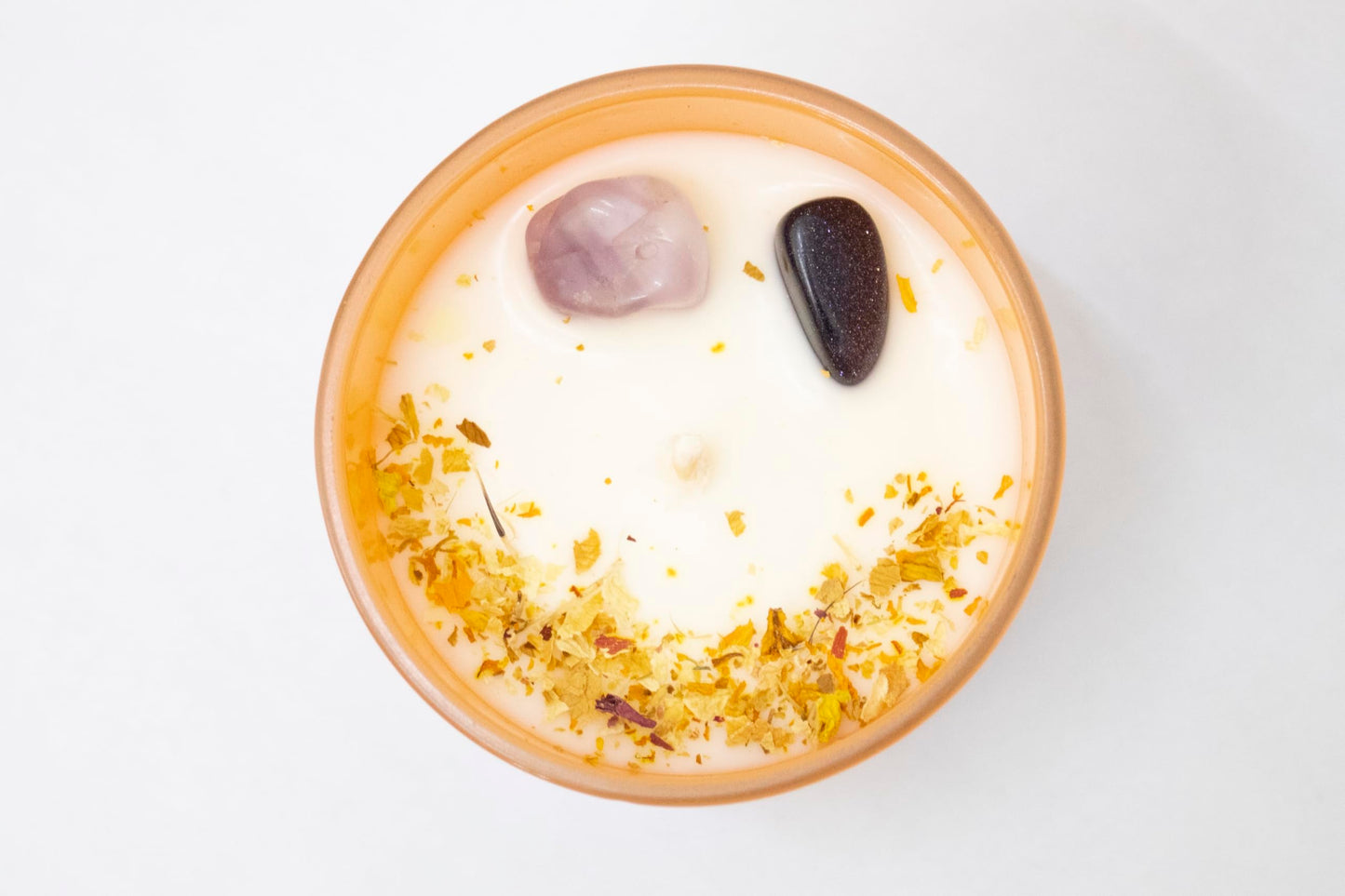 Fuwu, velas aromáticas de cera de soya con cuarzos naturales y hierbas de olor, aromatizantes para hogar, halloween decoracion otoño (Cempasuchil)