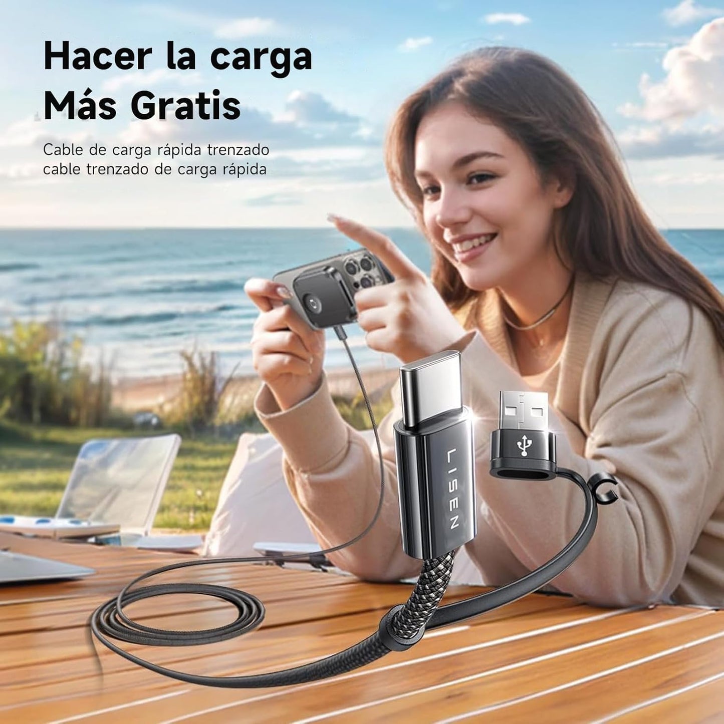Cargador Inalámbrico Sadoway Negro 15W Plegable Magnético 2 en 1 Compatible con iPhone y Apple Watch