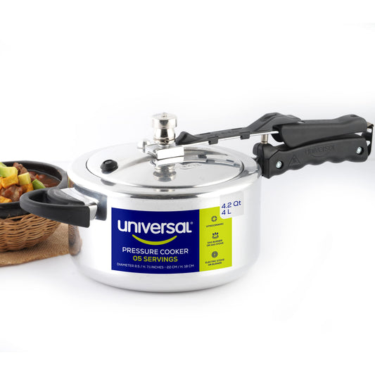 Olla de Presión Universal Aluminio con Sistemas de Seguridad y Asas Resistentes al Calor 4 Litros