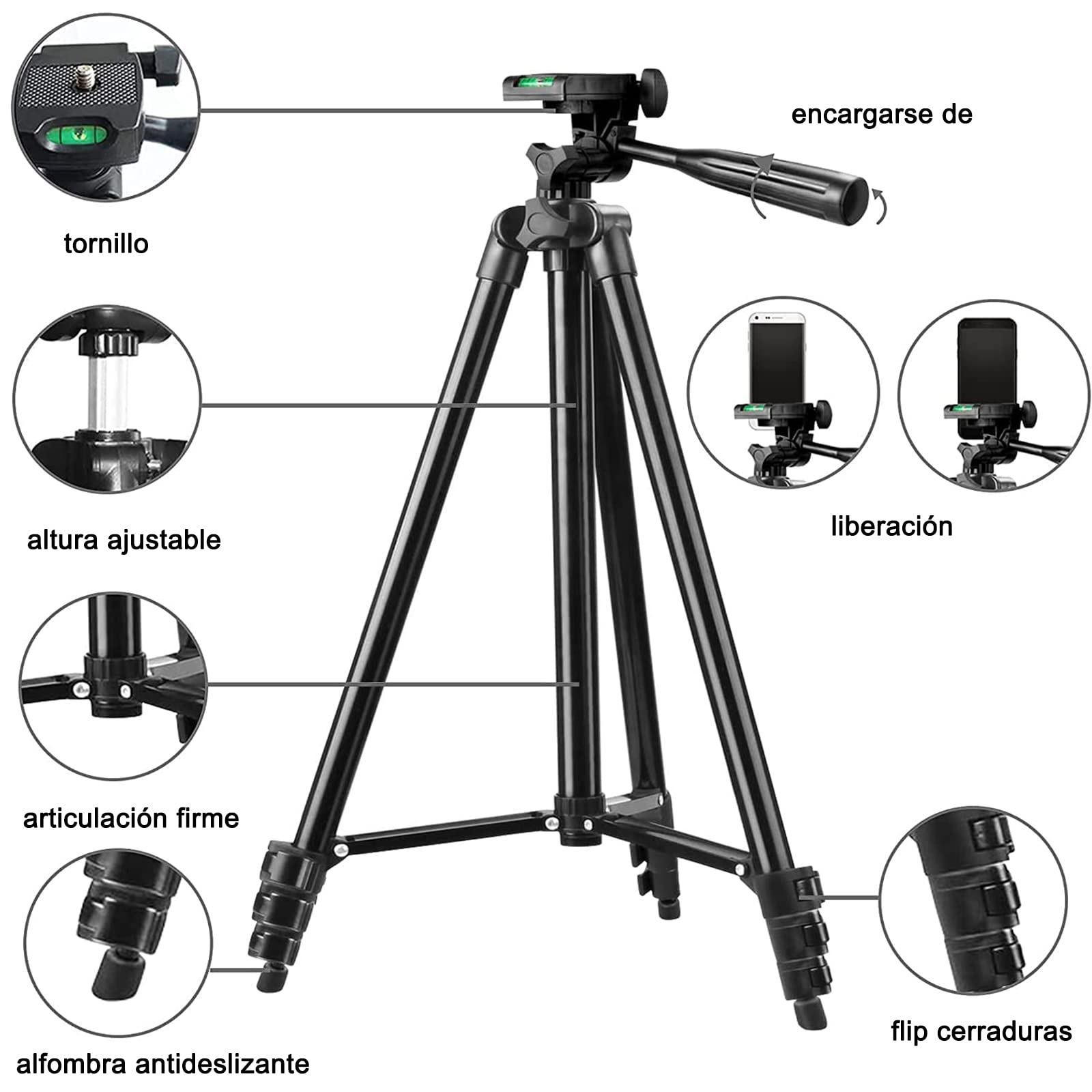 Tripie Estabilizador Celular 106cm con Obturador Remoto Bluetooth y Bolsa de Transporte