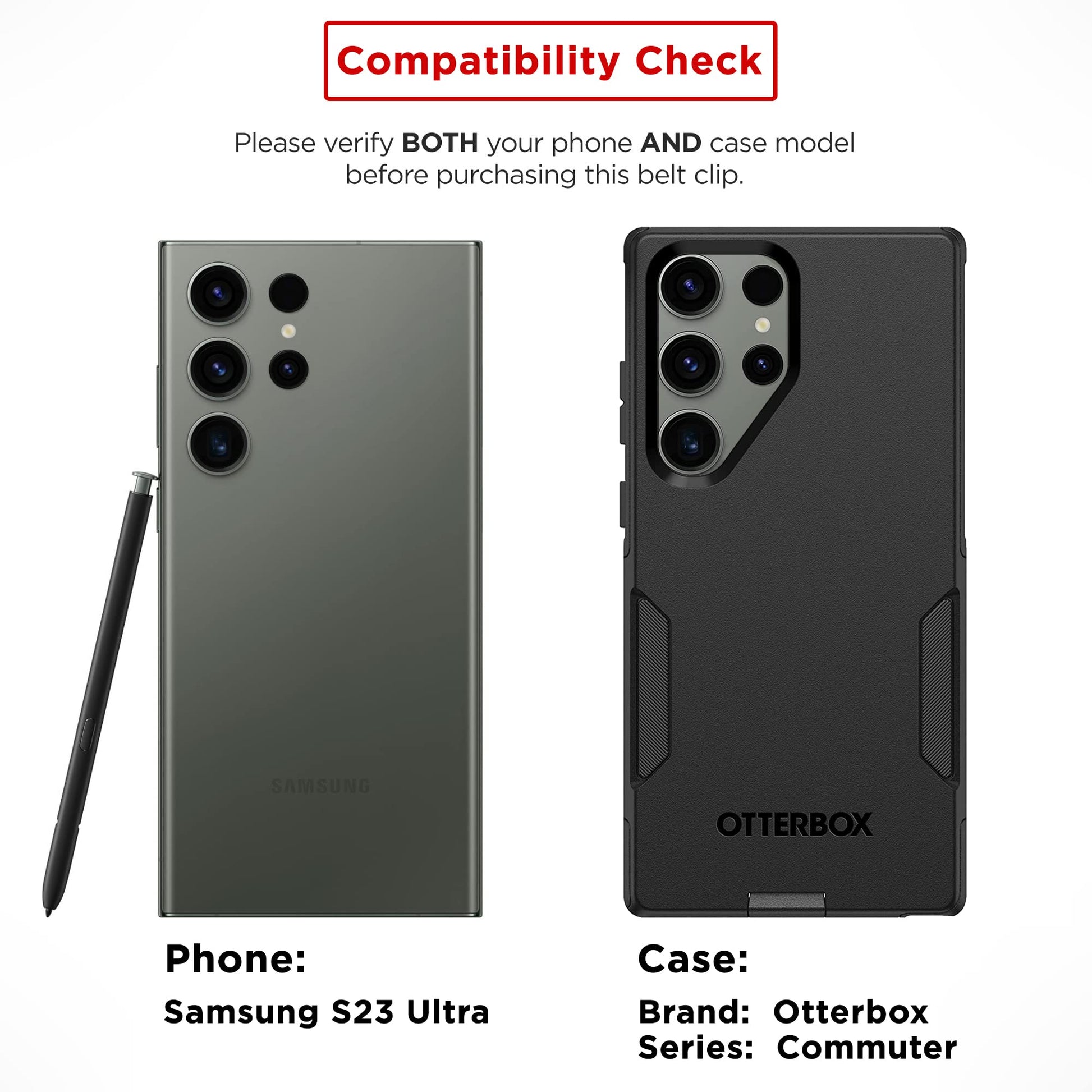 Funda con Clip para cinturón para Otterbox Commuter Series, Samsung Galaxy S23 Ultra (6.8 Pulgadas), Funda no incluida