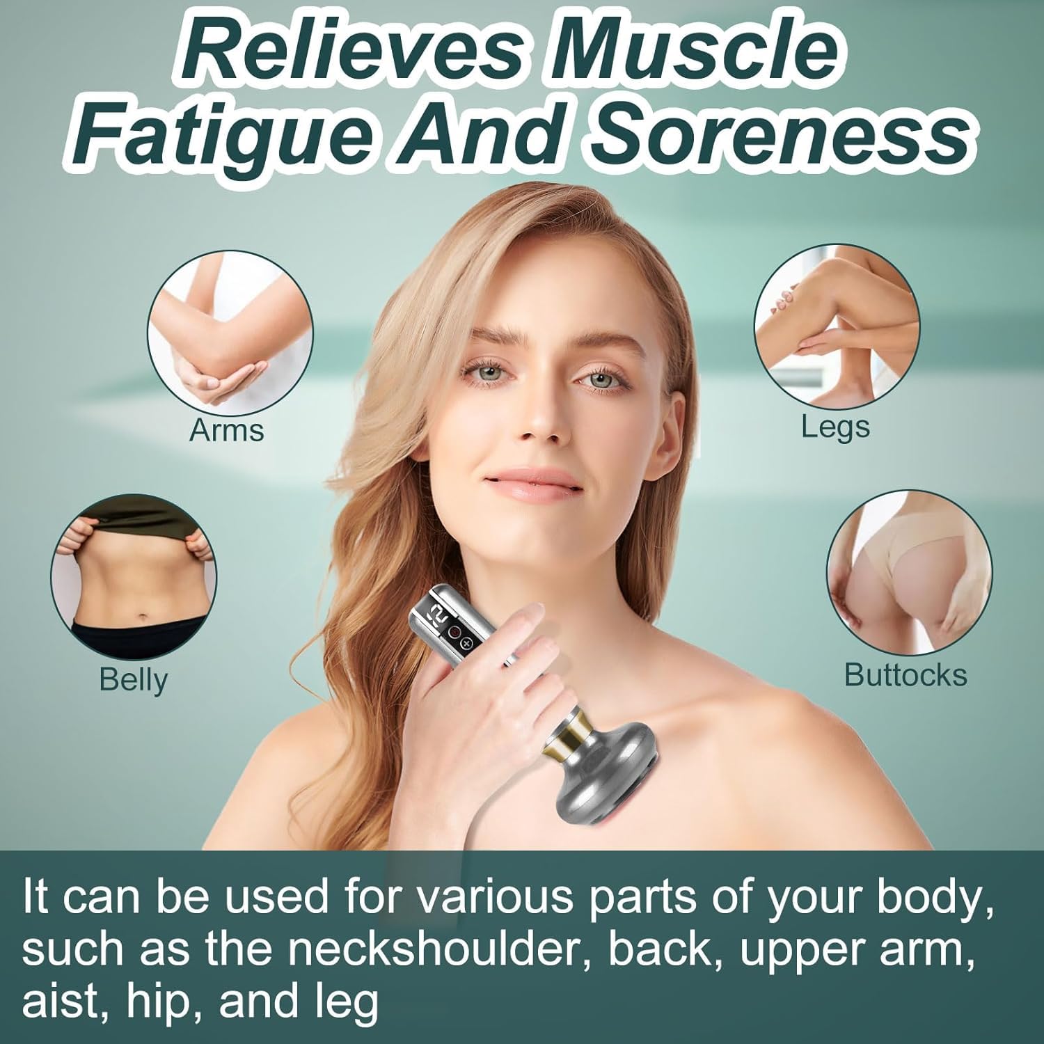 Masajeador Celulitis, Raspador Masajeador EléCtrico, 12 Velocidades con Calor, Incluye Gua Sha y Aceites Esenciales - Mejora Circulación y Firmeza Cutánea, para Abdomen, Piernas, Brazos (gris)