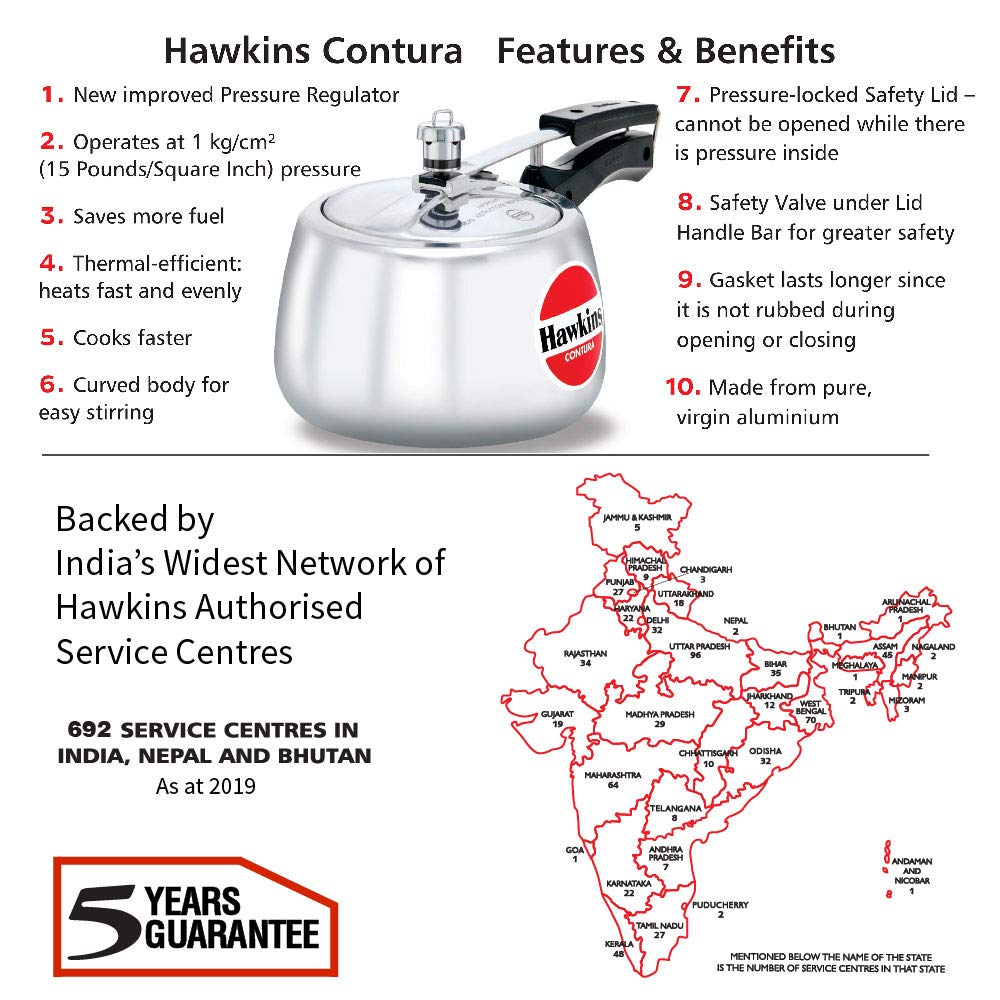 Hawkins HC30 Contura 3-Liter Pressure Cooker, Small, Silver