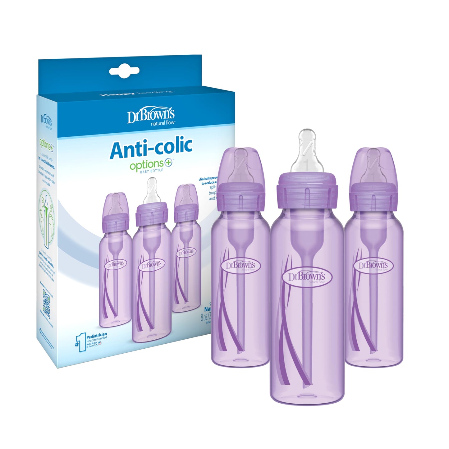 Dr. Brown's Options Baby Bottles, Purple, 8 Ounce