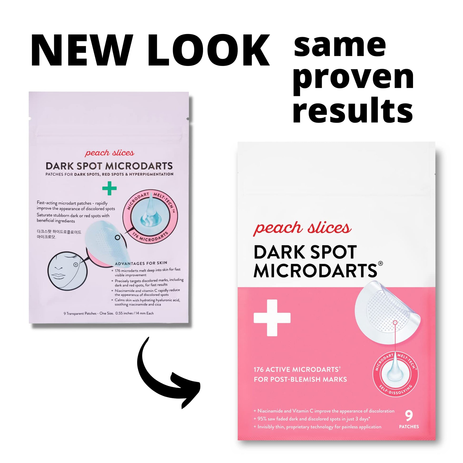 Peach Slices Dark Spot Micro Dardos | Para puntos oscuros, enrojecimiento postmanchado e hiperpigmentación | autodesoluble | niacinamida, vitamina C, ácido hialurónico y cíica | Vegano/libre de crueldad | 9 parches