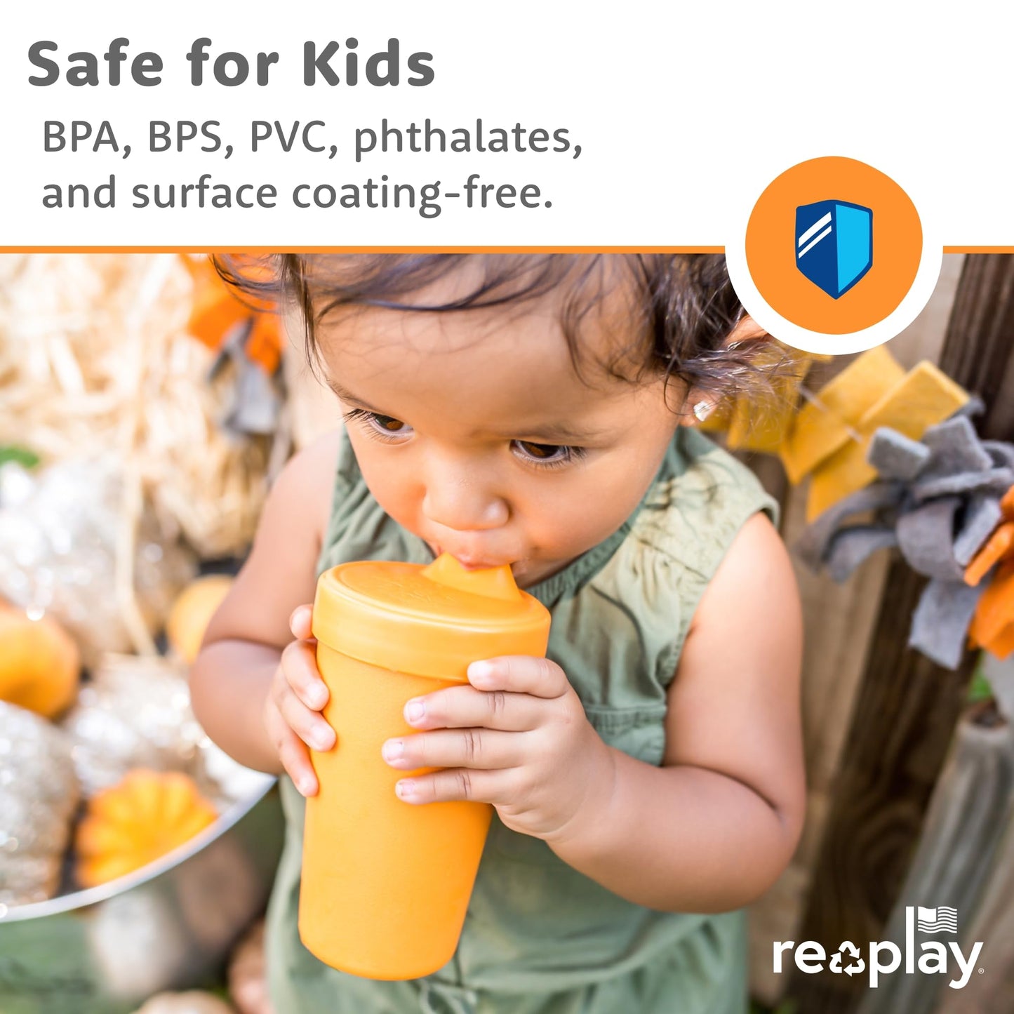 Re-Play - Juego de 4 tazas para beber a prueba de derrames para niños pequeños, reutilizables de 10 onzas, aptas para lavaplatos y microondas, fabricadas en Estados Unidos, preescolar