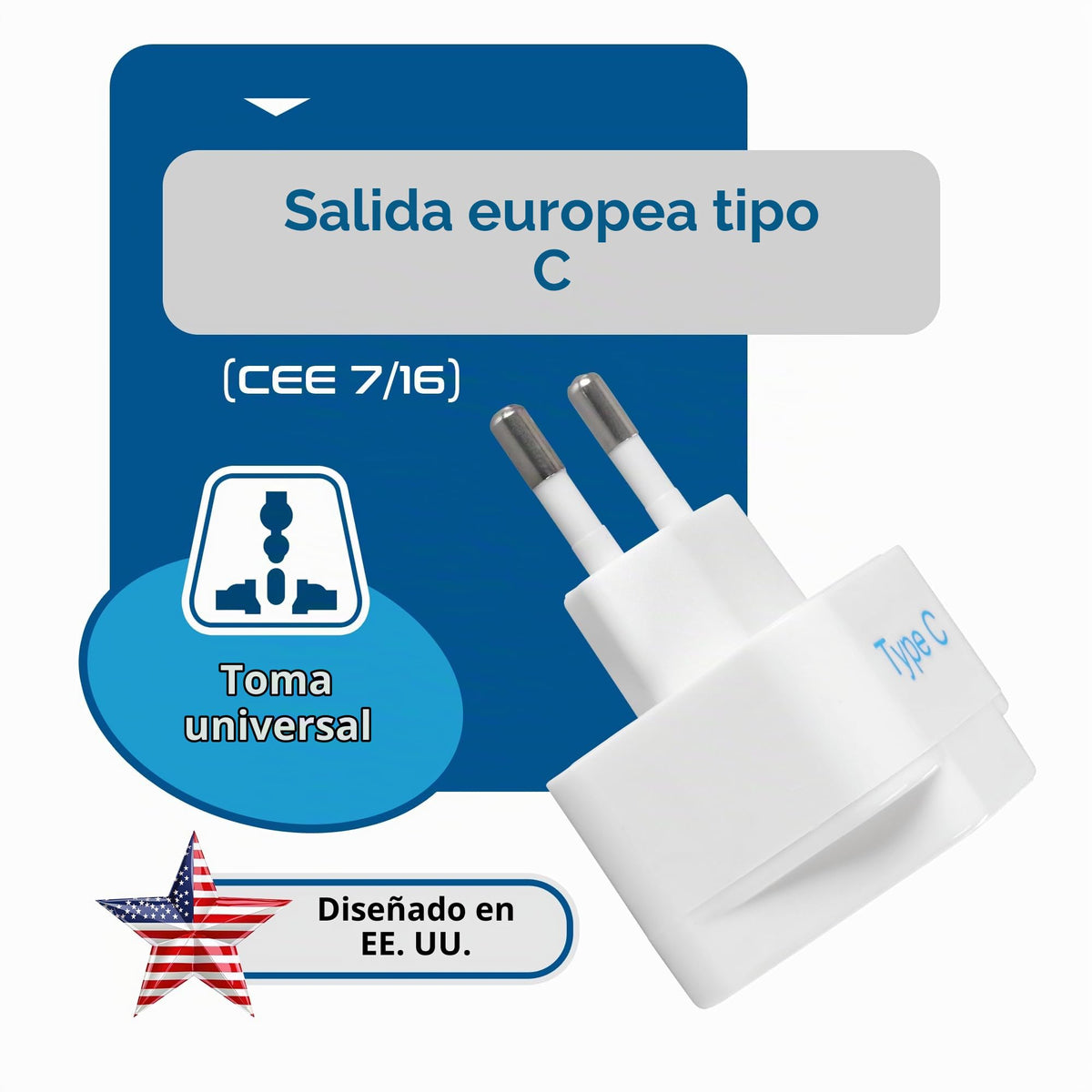 Adaptador de Enchufe Universal Ceptics Negro con Toma a Tierra