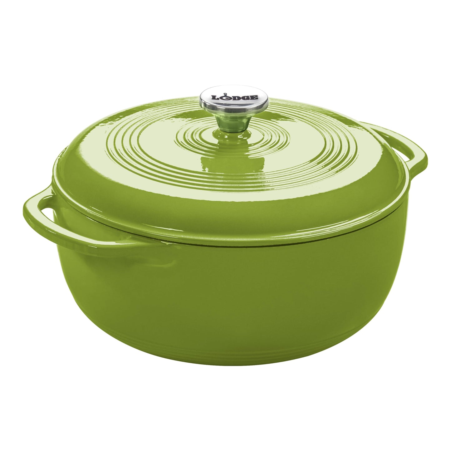 Lodge - Horno holandés de hierro fundido esmaltado de 6 cuartos con tapa, asas dobles, apto para horno hasta 500 °F o en estufa, uso para marinar, cocinar, hornear, refrigerar y servir - Aguacate