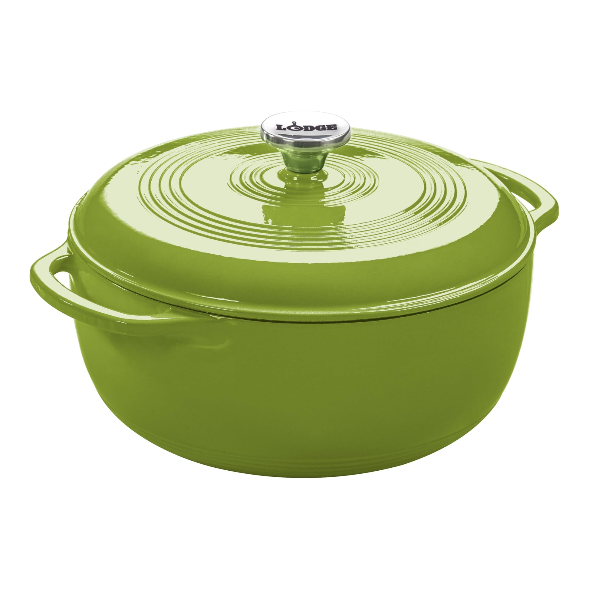 Lodge - Horno holandés de hierro fundido esmaltado de 6 cuartos con tapa, asas dobles, apto para horno hasta 500 °F o en estufa, uso para marinar, cocinar, hornear, refrigerar y servir - Aguacate