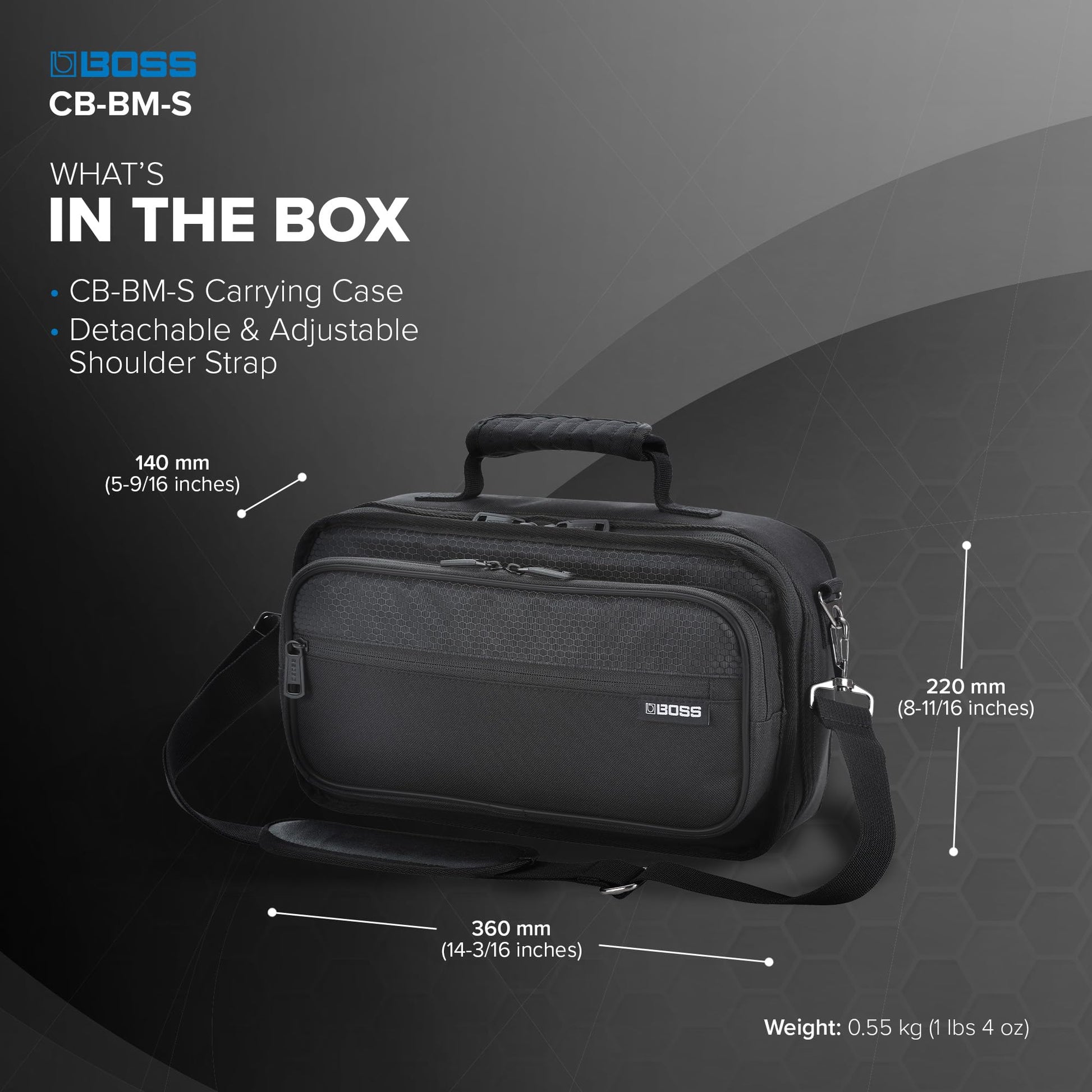 BOSS CB-BM-S | Compact Multi-Effects Case | Compatible with BOSS GX-10, GT-1 & GT-1B | Lightweight & Durable | Thick Internal Padding | Adjustable Shoulder Strap | Versatile Accessory Pockets