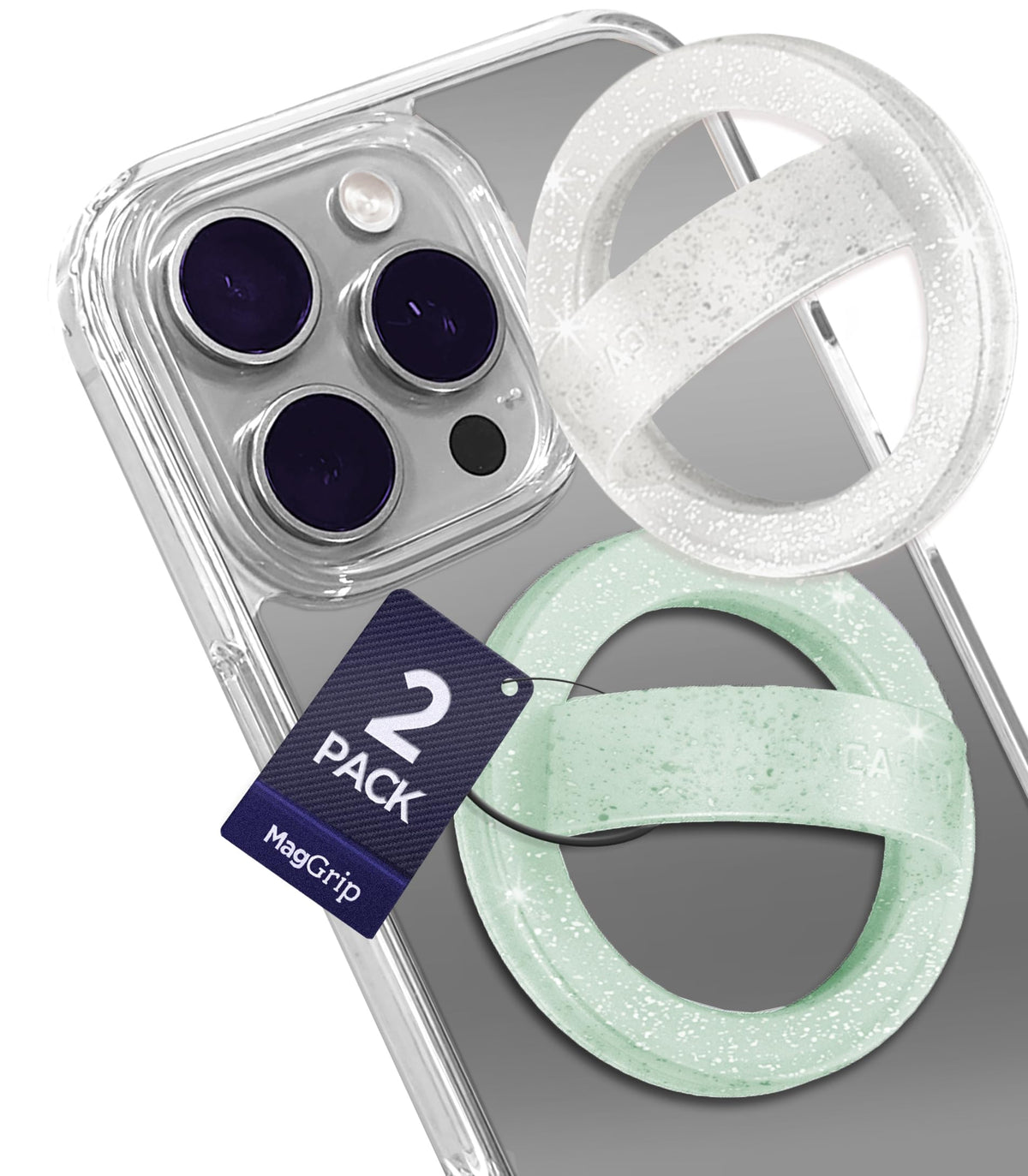 Soporte Magnético para Teléfono con Agarre de Bucle, iPhone, Brillo y Menta, Compatible con MagSafe