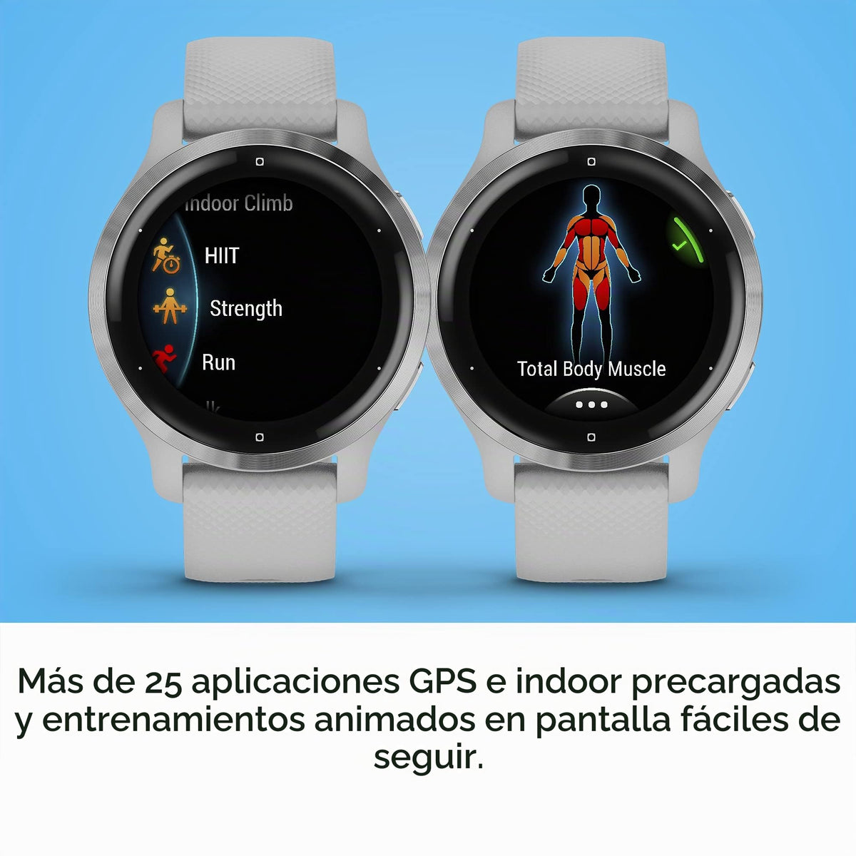 Reloj Inteligente GPS Garmin Venu 2S Plateado con Funda Gris Claro y Banda de Silicona