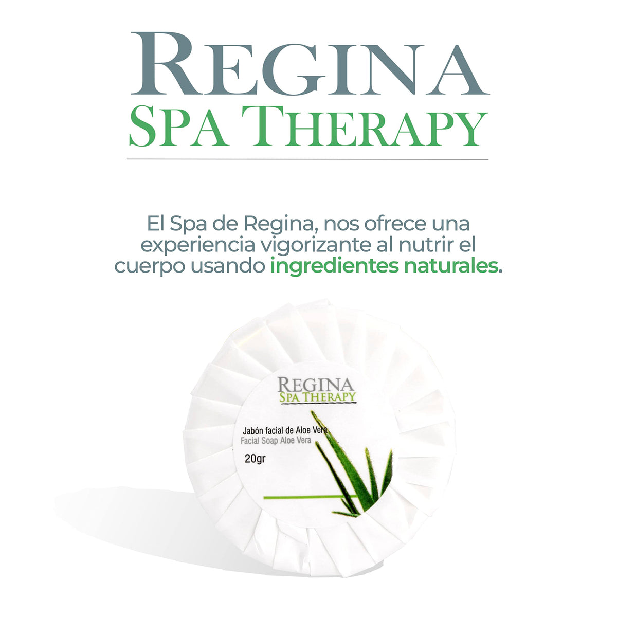 Regina Spa Therapy - Jabón Facial hecho a base de Aloe Vera. Caja con 500 piezas de 20 gr. cada una.