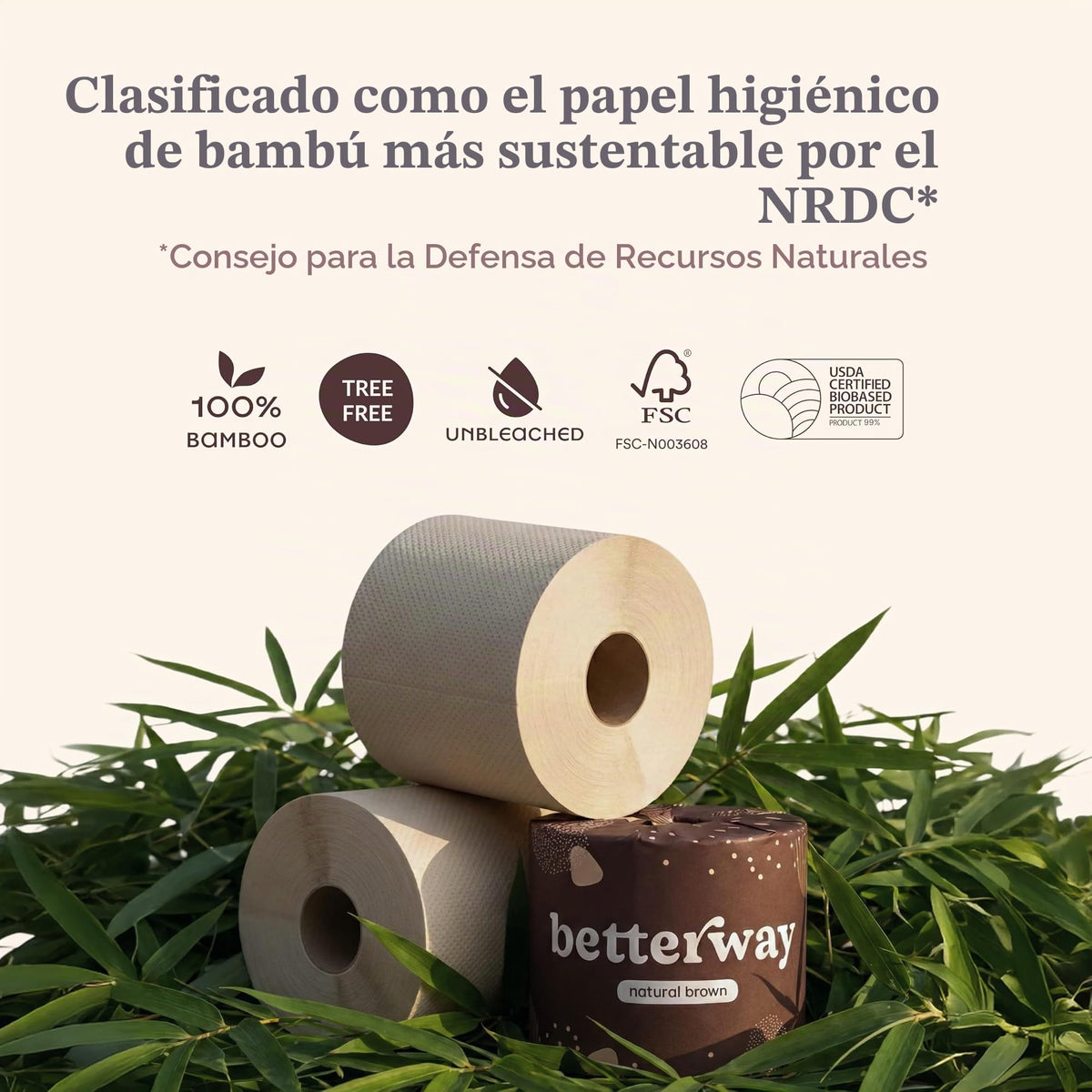 Papel Higiénico Betterway Bambú Ecológico 3 Capas Orgánico FSC Larga Duración