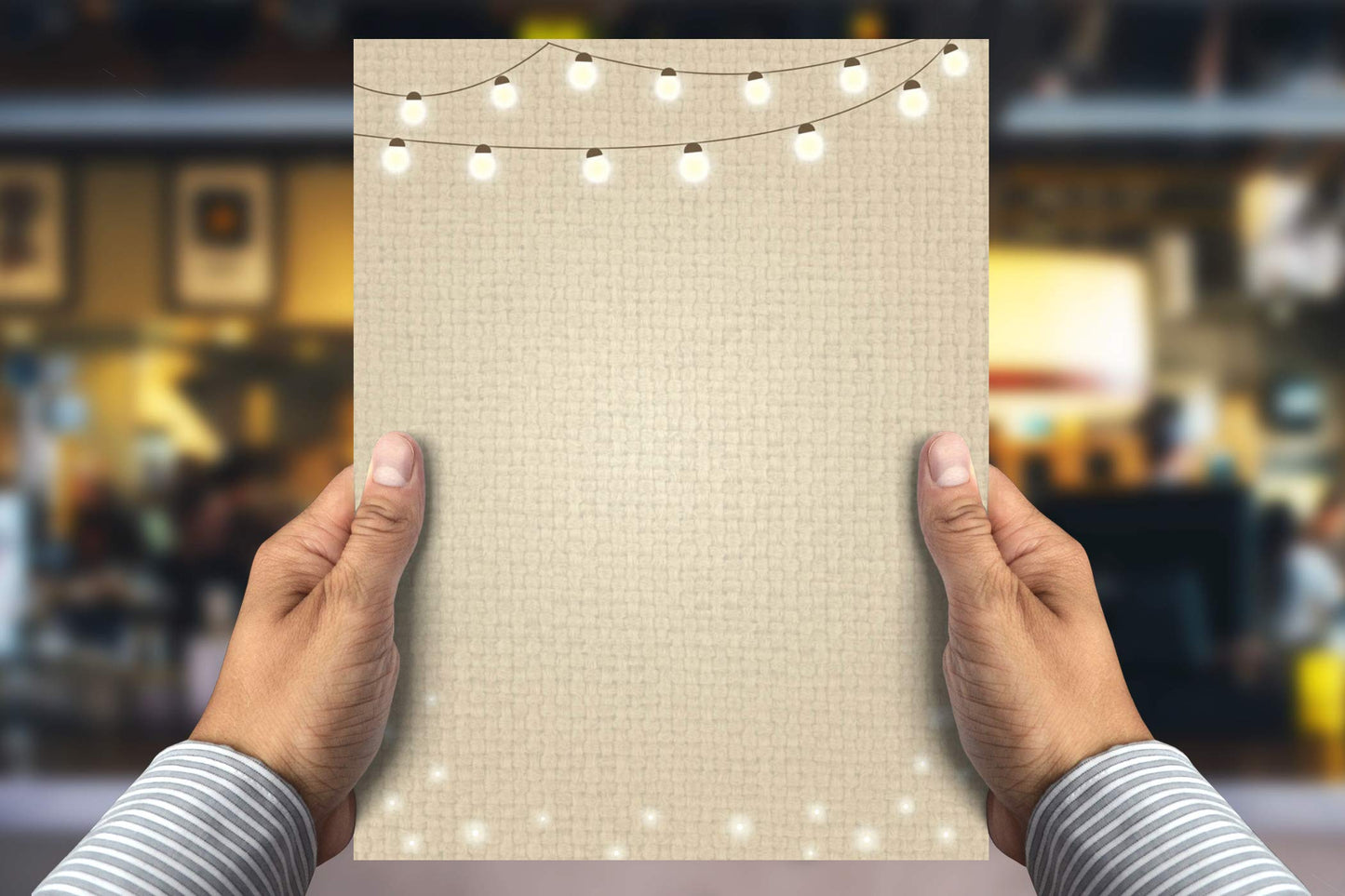 Stonehouse Collection | Papelería rústica | Papel de membrete rústico | 8.5 x 11 | Hecho en Estados Unidos | 60 hojas | Cadena de listones (tiras de luces)