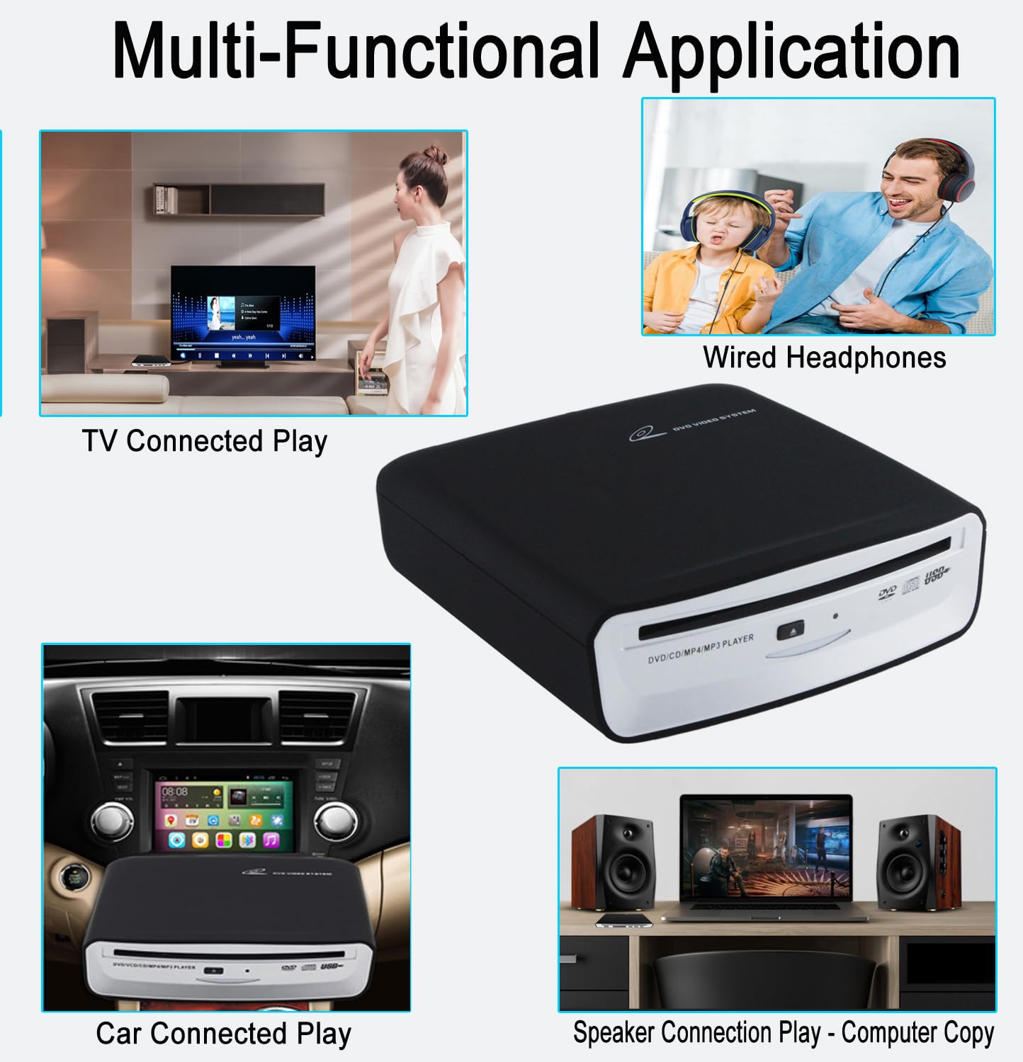 Reproductor de CD universal USB externo para coche, conexión USB, reproductores de CD portátiles para coche, navegación, televisión, computadoras de escritorio con puerto USB Plug and Play (versión Android 4.4 y superior)