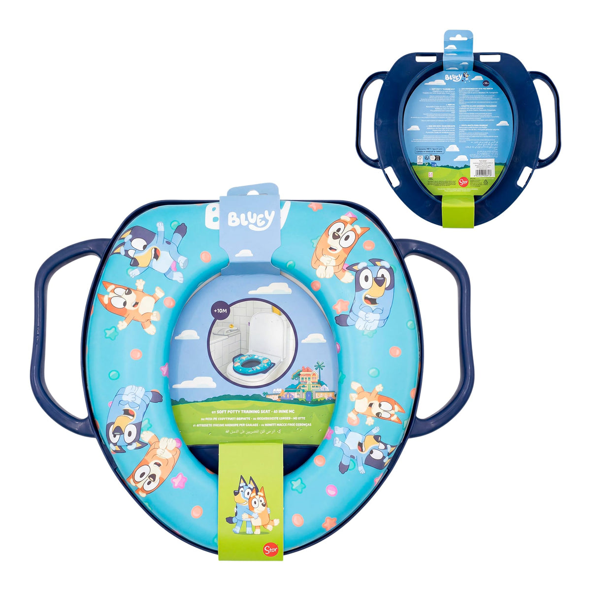 Reductor de Baño Infantil Bluey con Asas | Asiento WC Entrenador | Producto Oficial | Asas de Sujeción | Cojín Suave | Fácil de Limpiar | Stor
