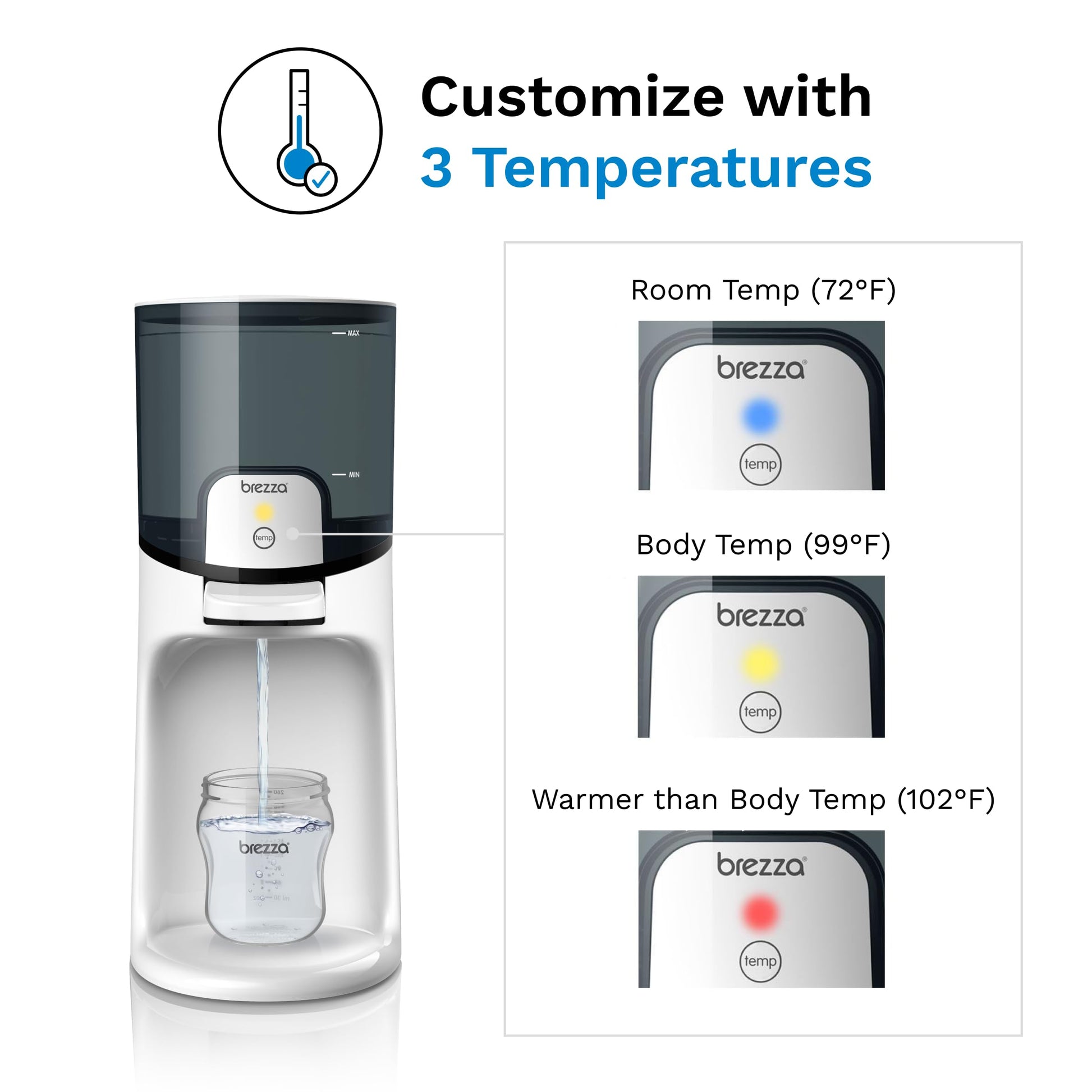 Baby Brezza Calentador instantáneo de biberones – Haz que el biberón caliente de fórmula al instante. Dispensa agua tibia 24/7. 3 temperaturas; no más esperar con un calentador de botellas tradicional