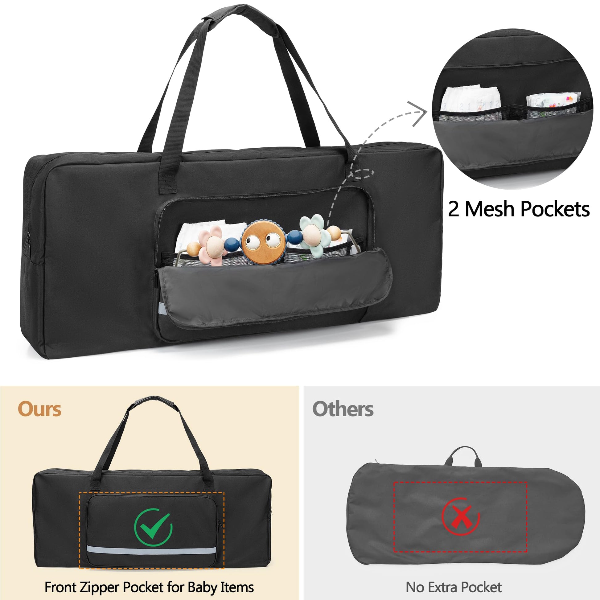 GRAOSO - Bolsa de transporte para bebé, compatible con Baby Bjorn Bouncer Balance Soft and Bouncer Bliss, bolsa de viaje con doble cierre con hombrera, color negro