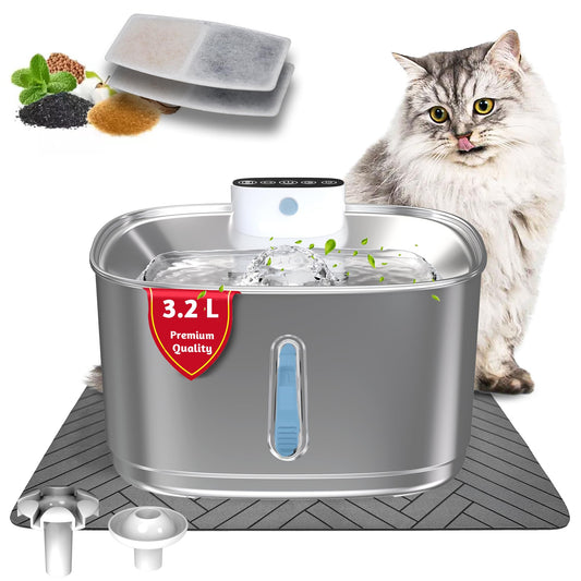 Fuente de Agua PetFeeder Pro Acero Inoxidable 3.2 l Sin Cable con Filtros para Gatos