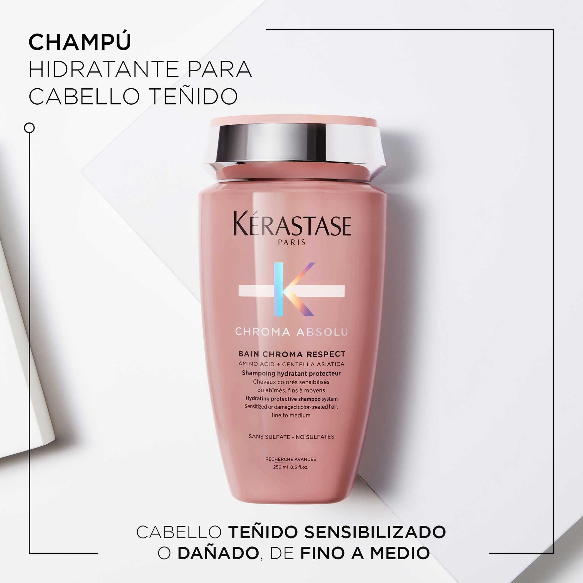 KÉRASTASE Chroma Absolute Respect Shampoo | Ayuda a conservar la intensidad del color del cabello por más tiempo | Con Ácido Láctico y Centella Asiática | 250ml