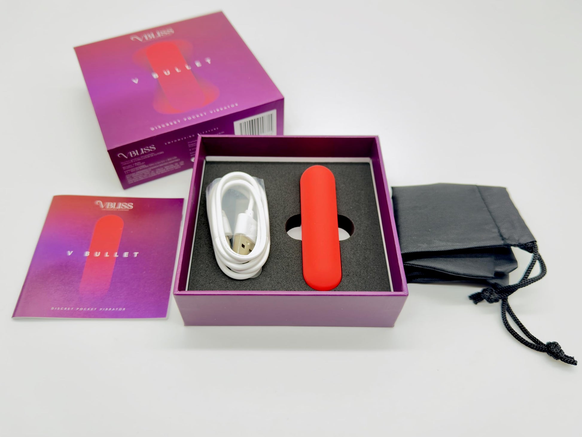 Vibrador Portátil V BLISS Rojo Certificado NOM con 10 Intensidades de Vibración para Placer Intenso y Máxima Discreción