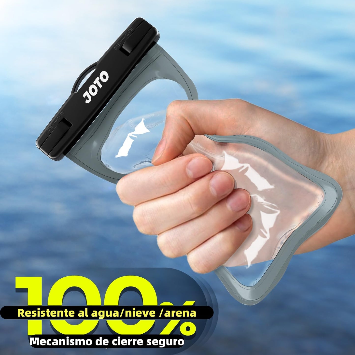 Funda Impermeable JOTO Gris para Celular Sumergible hasta 7 Pulgadas