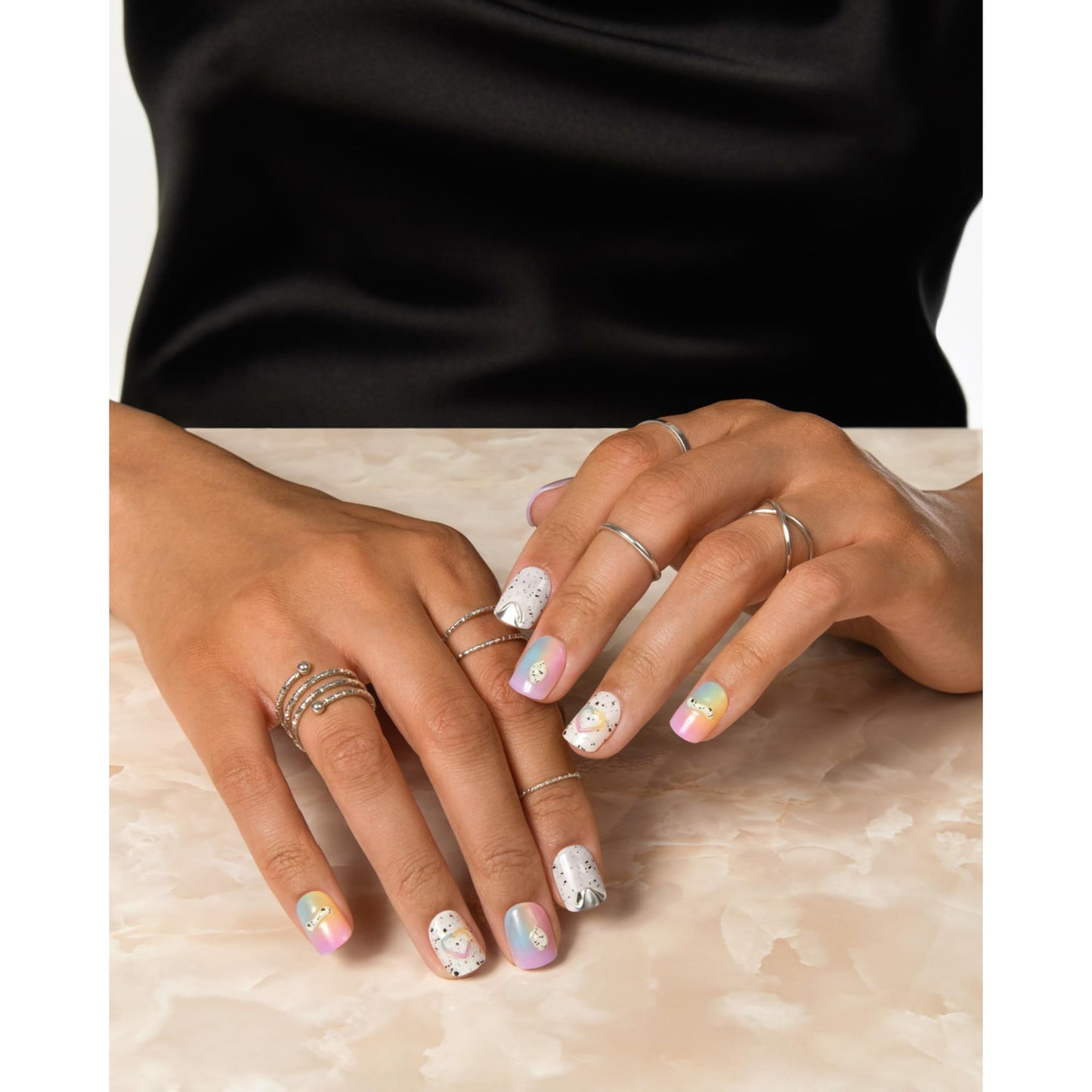 KISS imPRESS - Uñas postizas de manicura a presión de alta calidad, Sweet Life, Purple Jelly Squiggle, cortas y cuadradas, fáciles de aplicar, súper sujeción, a prueba de astillas, a prueba de mancha