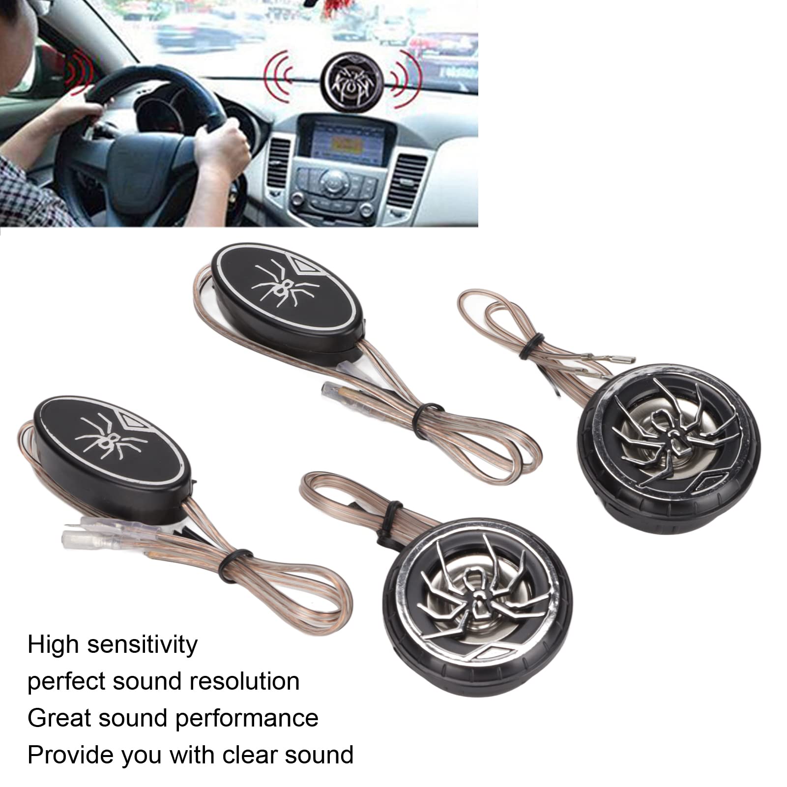ciciglow Par de Tweeters de Cúpula para Automóvil de 12 V, Altavoz Estéreo Profesional de Alta Fidelidad para Vehículos de 150 W, Altavoz Coaxial para Automóvil, Salida de Alta