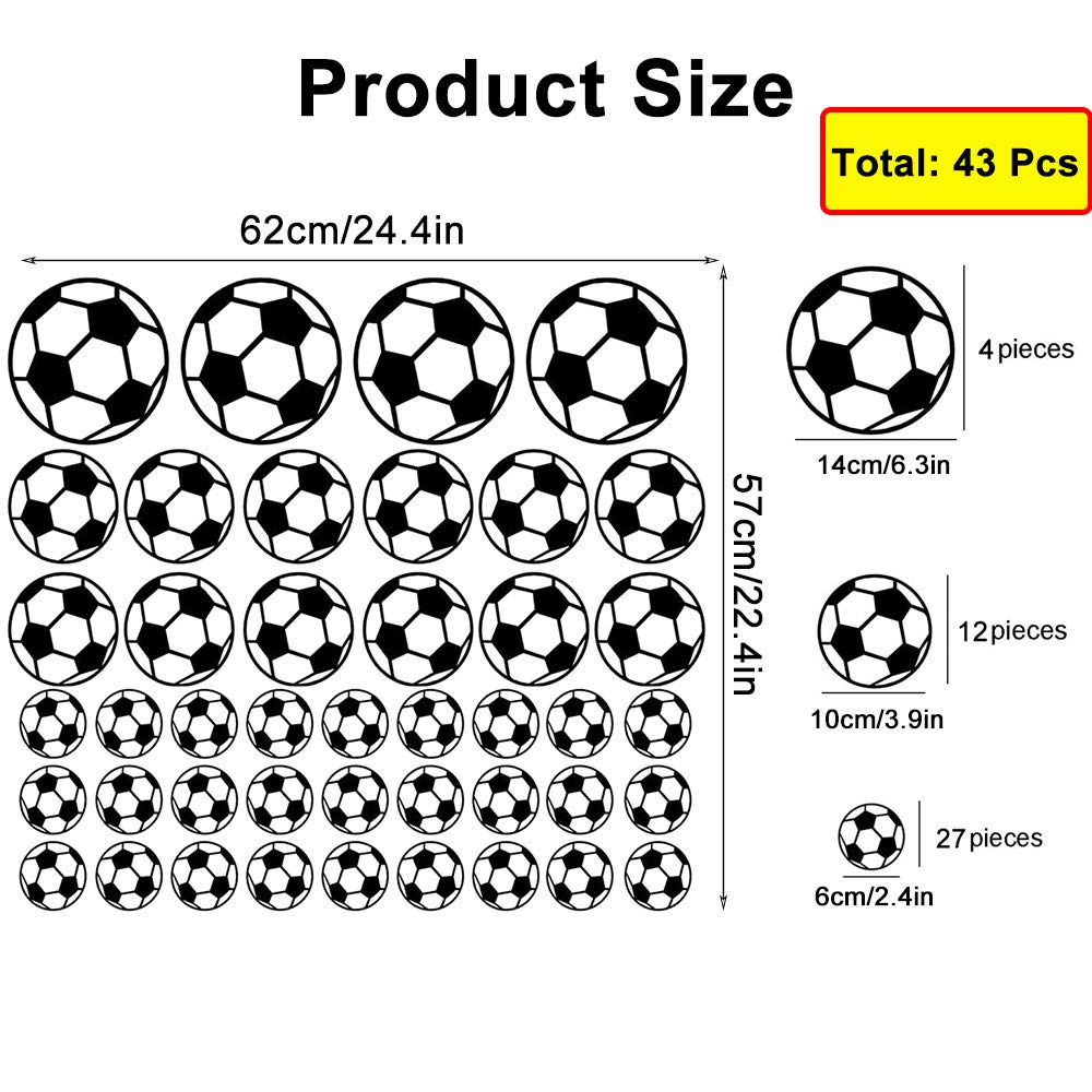 SITAKE 43 pegatinas de fútbol, pegatinas de pelota de fútbol para habitación de los niños, pegatinas de fútbol para pared de fútbol, vinilo para decoración de la puerta de la habitación de los niños, dormitorio, sala de juegos, sala de estar, ventana