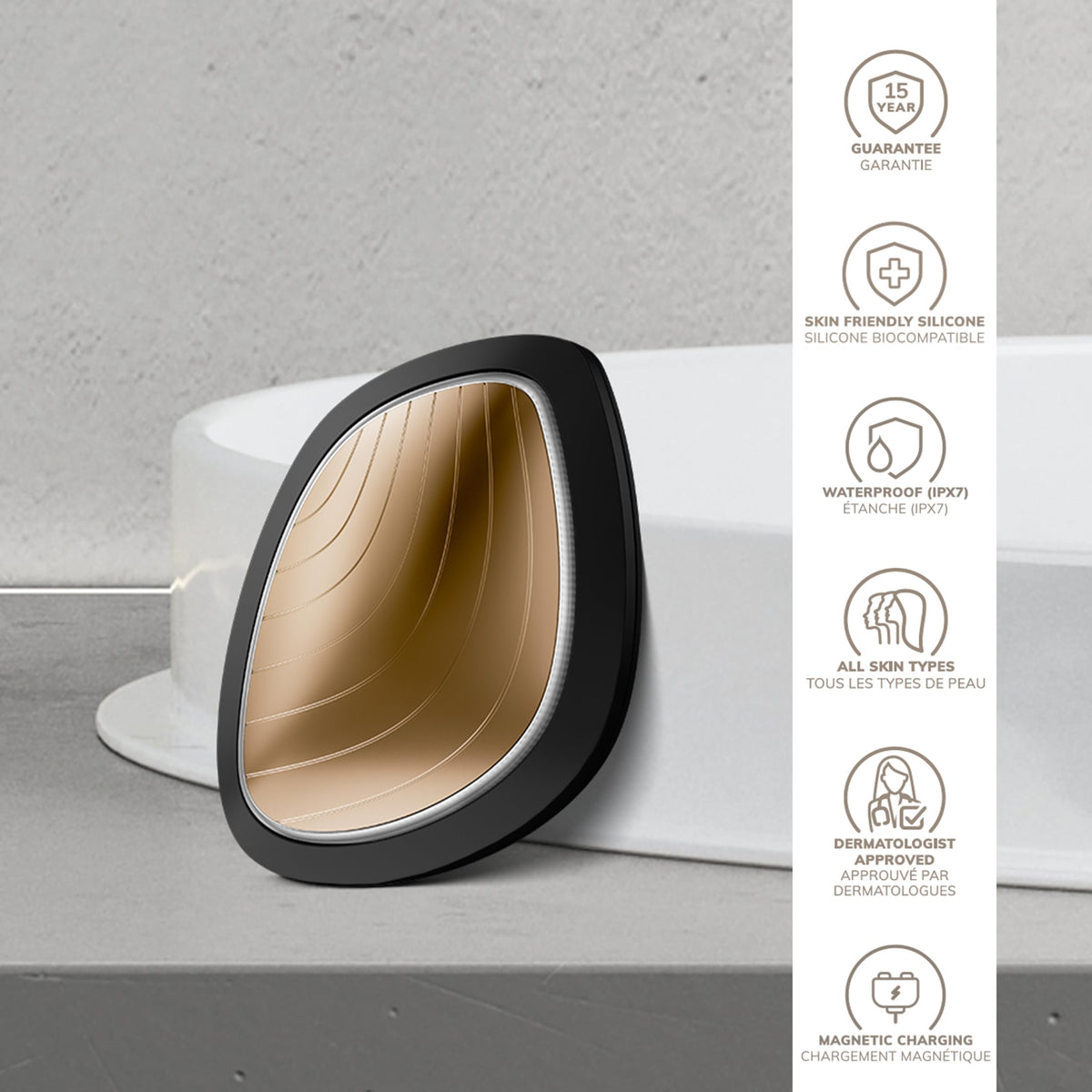 GESKE | SmartAppGuided™ Sonic Warm & Cool Mask | 9 en 1 | Máscara facial LED de belleza | Espectro LED completo y terapia de luz roja | Calor/frío | Mayor absorción de productosl | masajeador facial