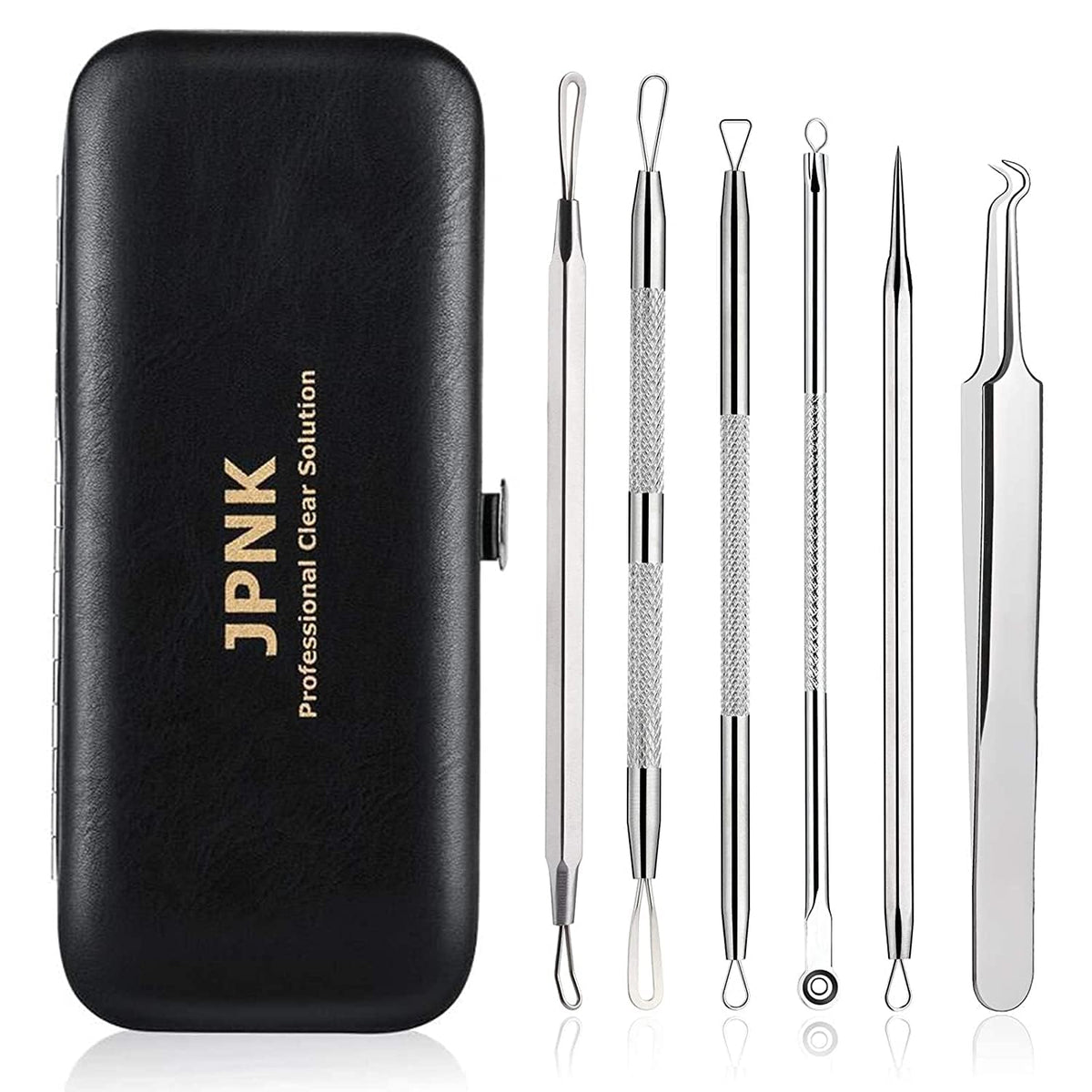 JPNK Blackhead Remover Tools 6 PCS with a Leather bag