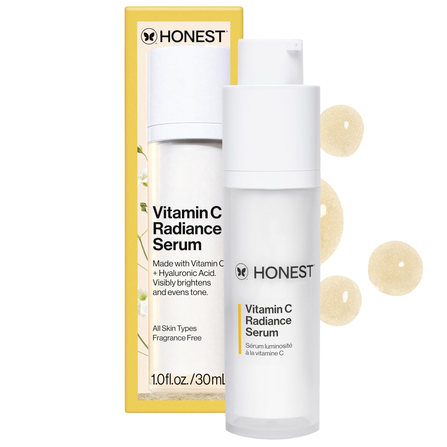 Honest Beauty suero de vitamina C con extractos de alcachofa y trébol | sin parabenos, dermatólogo probado, sin crueldad | 1.0 fl. oz.