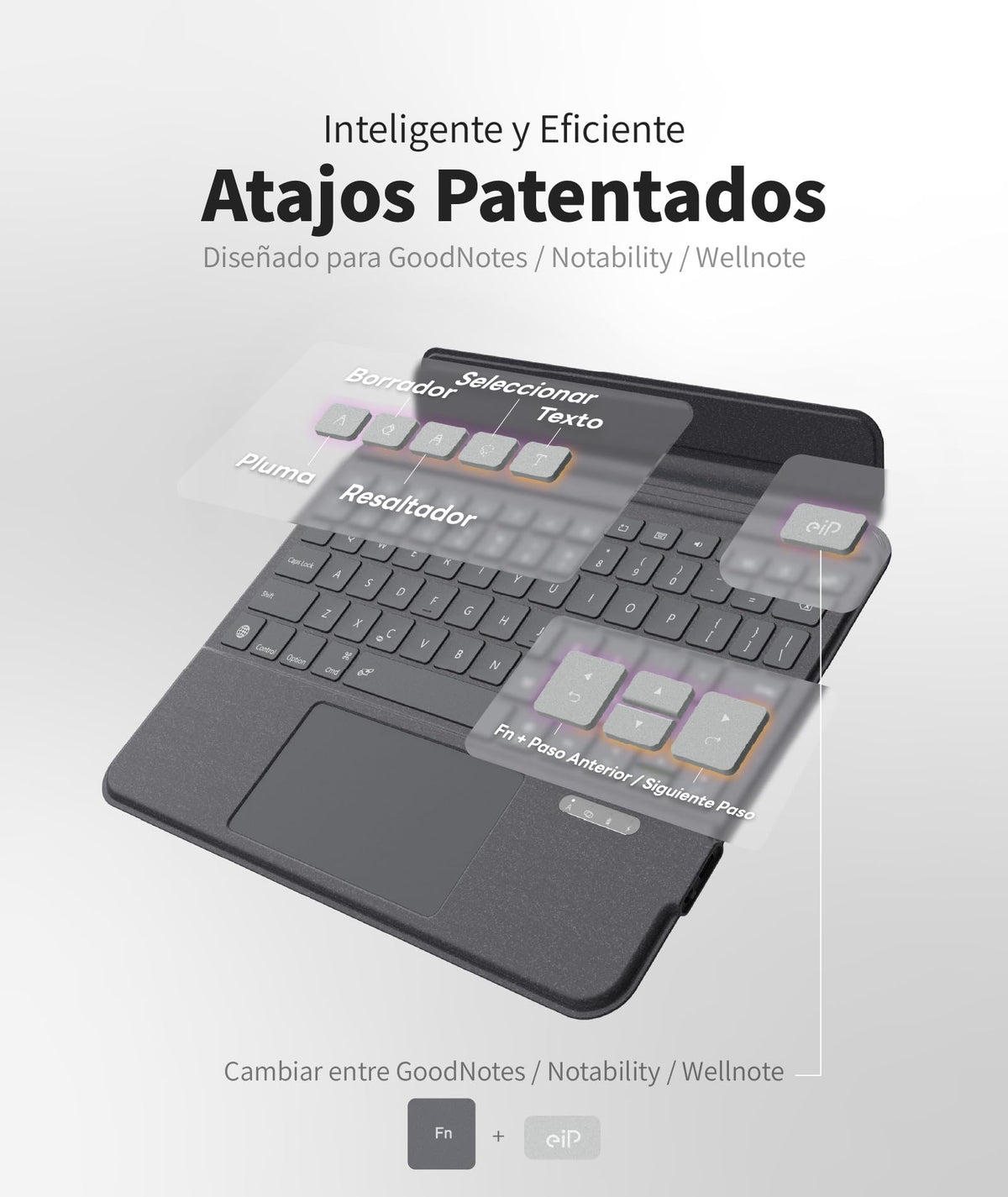Funda Teclado EIP magnético iPad Air 11" con Bisagra Ajustable y Retroiluminación 7 Colores