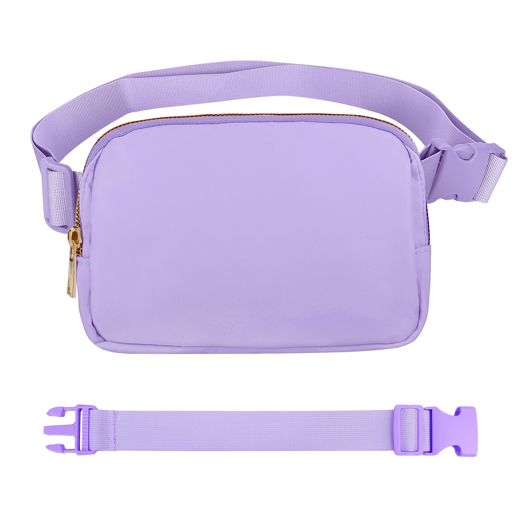 VOROLO Riñonera para mujeres y hombres con correa ajustable, Violeta con cuerda, 1 paquete con cuerda