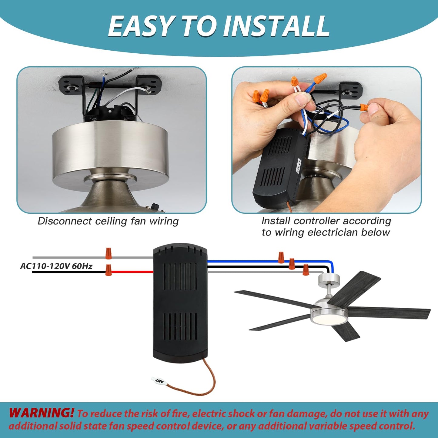 Kit Control Remoto Universal Ventilador Techo Harbor Breeze Hampton Bay Hunter con Regulador Luz de 3 Velocidades