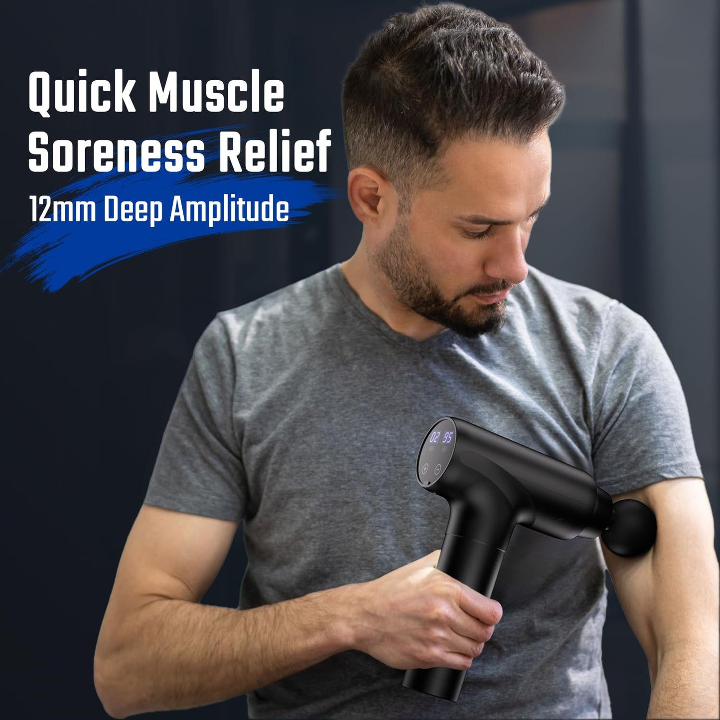 Pistola de Masaje, Pistola de Masaje Muscular Portátil, Massage Gun con pantalla táctil LED, Masajeador Profesional Mudo de Tejido Muscular Profundo, 20 Velocidades Ajustables para Cuello y Hombros