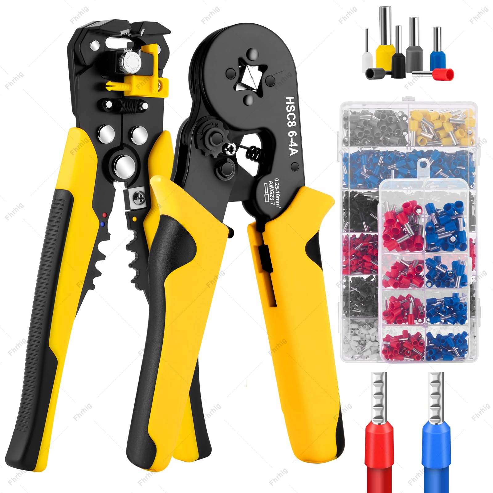 Juego de Crimpadora 2230pcs de Alambre, Fhrhig Terminal para Cable Eléctrico, Multifuncional Pinza Pelacable, Herramienta Electricista Carraca Autoajustable de Ferrules Alicates, 0.25-10 mm², AWG 23-7