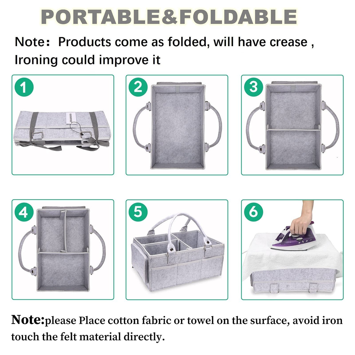 XUANGUO Organizador de pañales para bebé con asa de género neutro para bebé, cesta grande de almacenamiento para guardería, bolsa portátil para coche, artículos esenciales para recién nacidos,