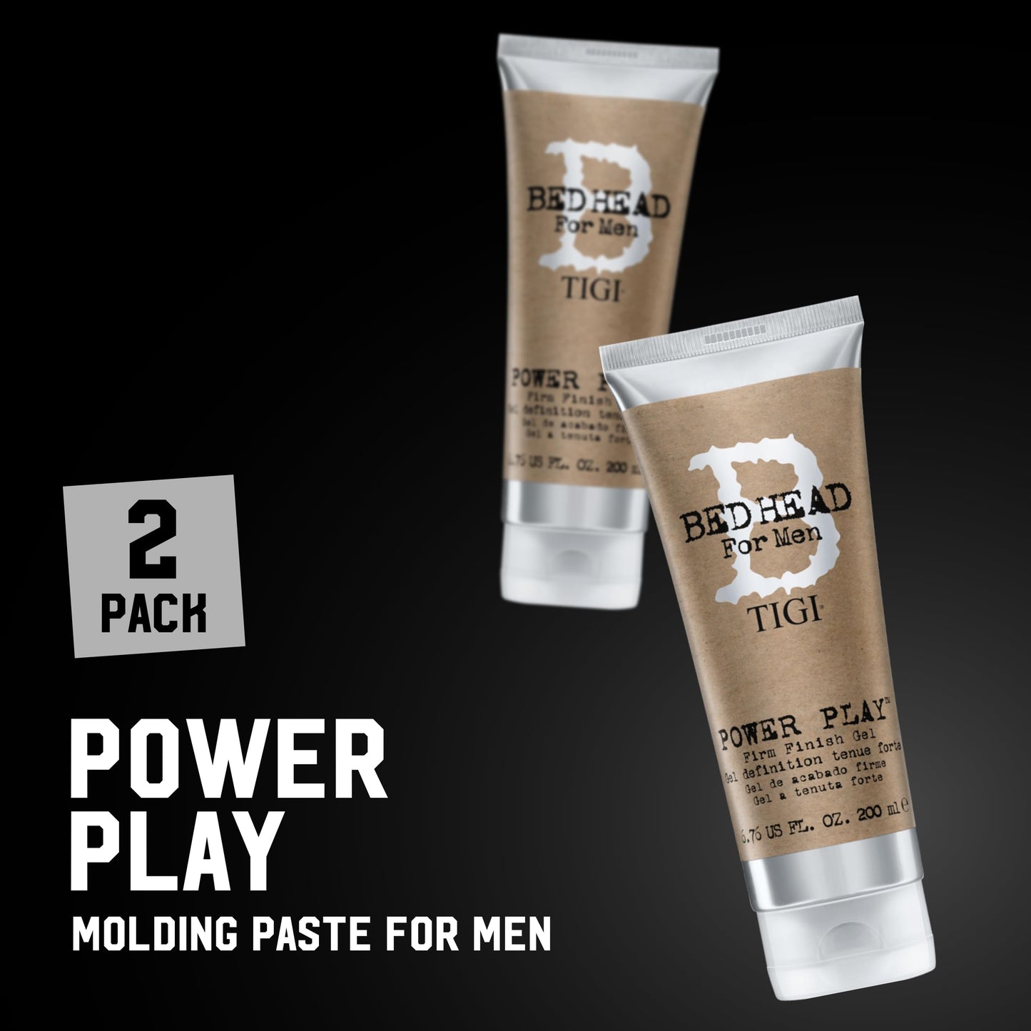 Bed Head for Men by TIGI Power Play Firm Finish Gel 6.76 Oz (Pack of 2)