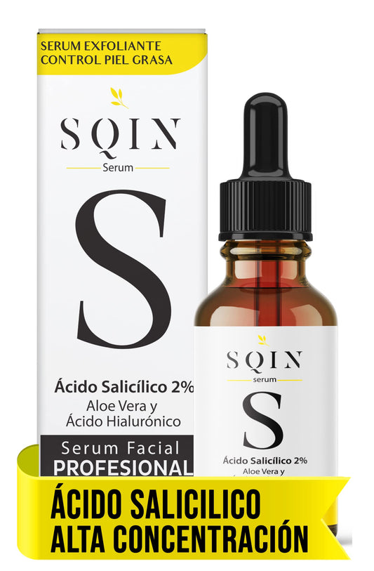 Sqin Luxiena Serum Acido Salicilico y Ácido Hialurónico Facial, Exfoliante Facial y Anti-imperfecciones. Controla Piel Grasa y disminuye Puntos Negros, Peeling Facial, Suero Acido Salicilico Día y Noche, Skin Care 30 ml.
