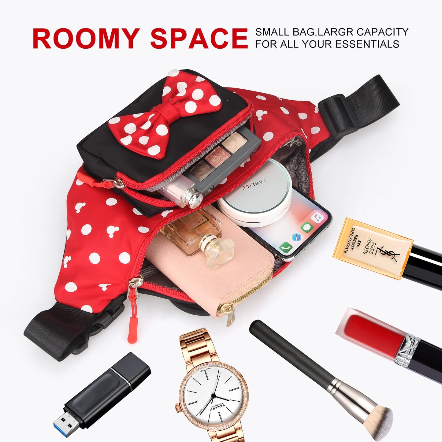 Linda riñonera para viajes, riñonera para mujer, mochila de cintura para adolescentes, niñas, mini cinturón de mouse, riñonera de dibujos animados, bolsas de cintura al aire última intervensión con