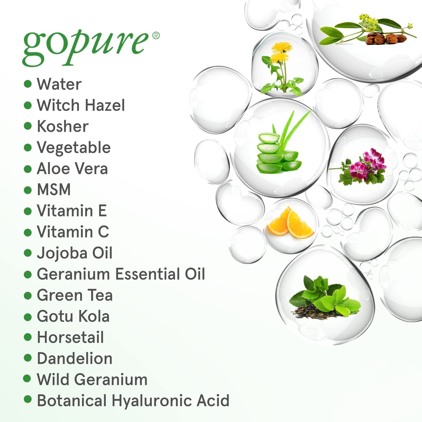 goPure Hyaluronic Acid Serum with Vitamin C, Green Tea & Vitamin E - Hydrating Anti Aging Serum - Hydrates & Plumps the Skin - Dry Skin, Fine Lines, Wrinkles - 1oz